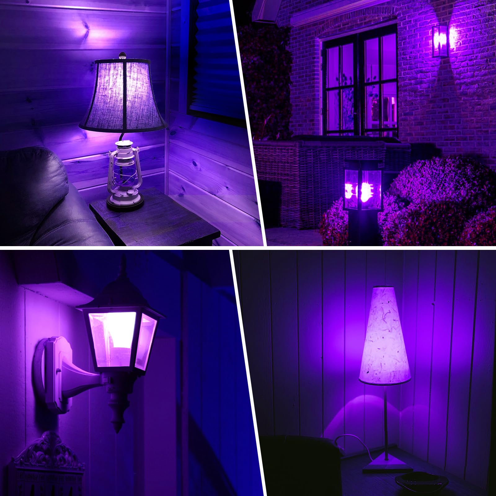 Kqhben Purple Light Bulbs - [ 4 Pack ]- 9W(60W Equivalent) E26 Base Led Colored Light Bulb For Festivals Party Christmas Bar Eve
