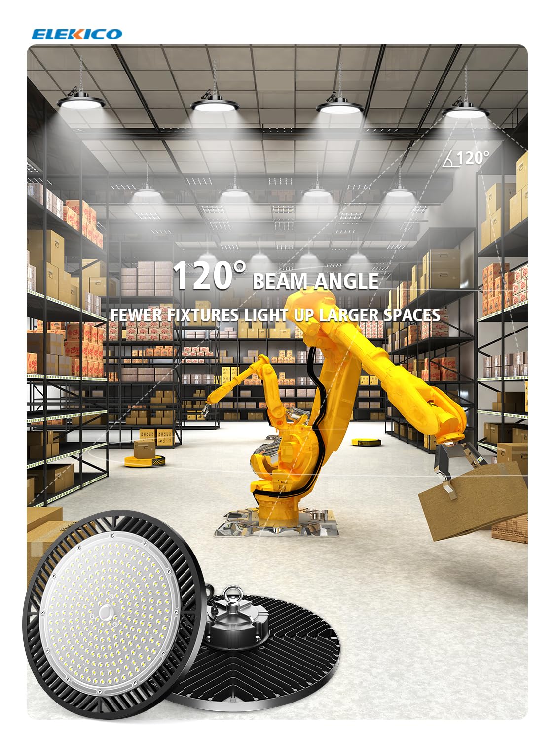 Elekico Ufo Led High Bay Light, Upgrade Super Bright 350W 52500Lm 5000K High Bay Led Shop Lights With Us Plug 5' Cable, Led Shop