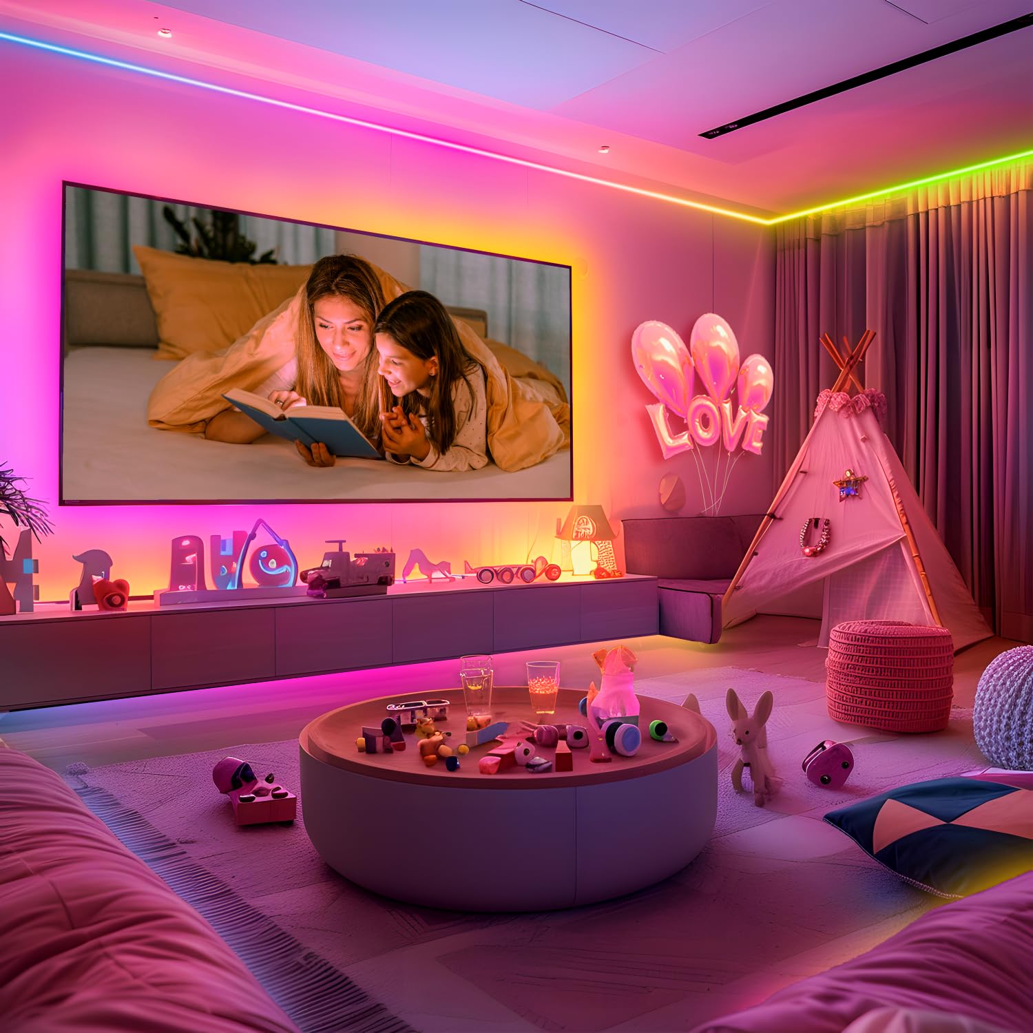 MFWW 50FT Neon Rope Lights, IC+RGB LED Strip, App+Remote Control, IP67 Waterproof, Multicolor, Music Sync, Flexible Design