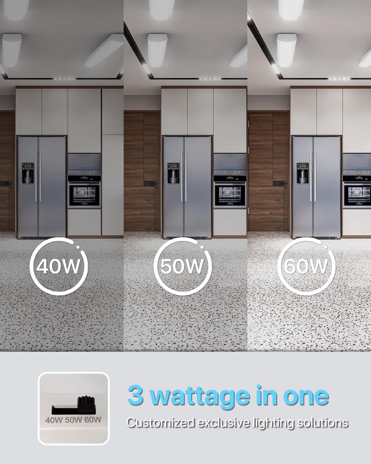 Hyperlite 4Ft 60W Led Wraparound Light, 6600Lm Linkable 60W/50W/40W 5000K Led Shop Lights Surface Mounting, Etl,Ac120V Led Ceili