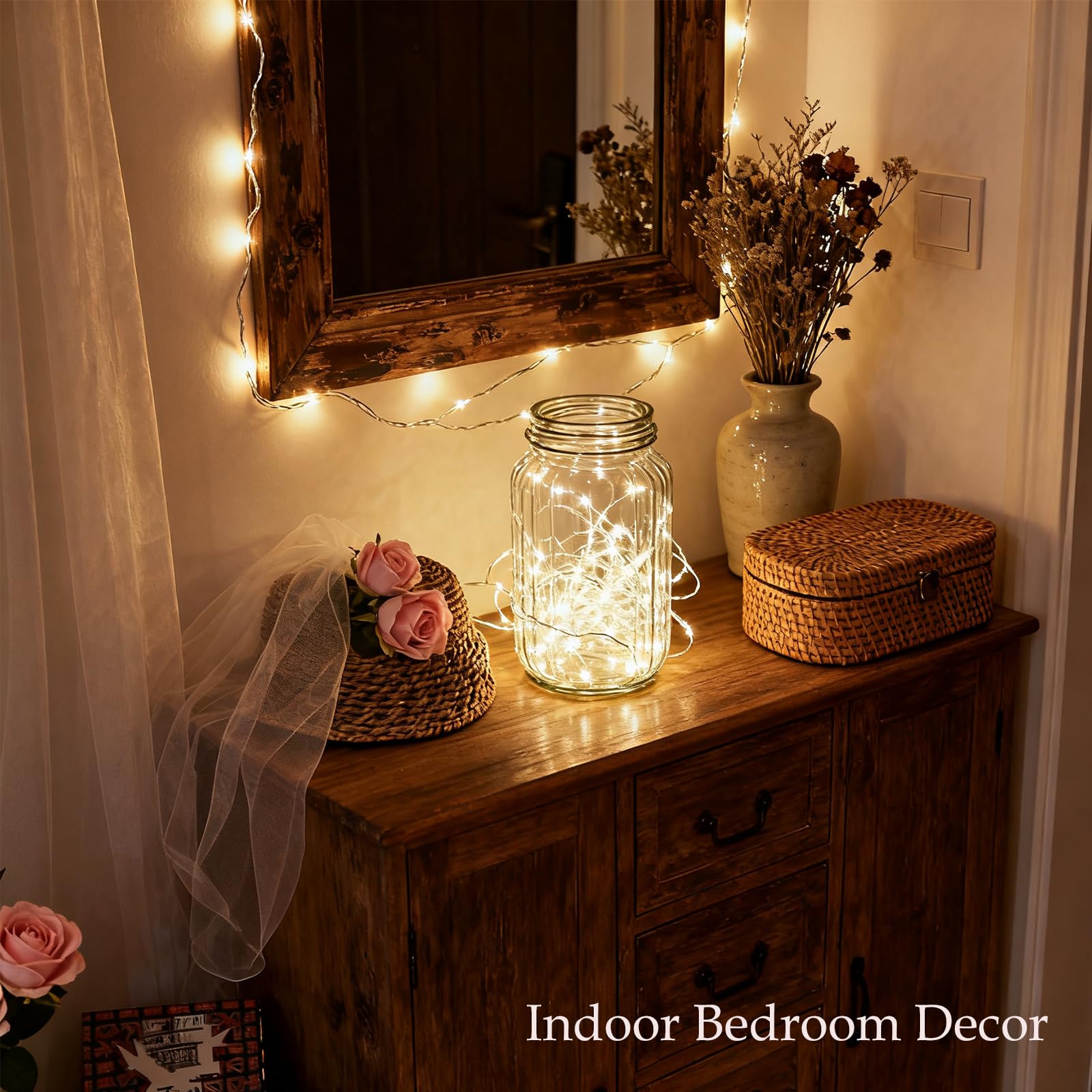 Jacuxlss 33Ft 100 Led Plug In Connectable Fairy String Lights  8 Mode Decorative Lights For Home  Bed Room  Classroom Wall Ceiling Tree Hanging Indoor Outdoor Easter Christmas Decor  Warm White