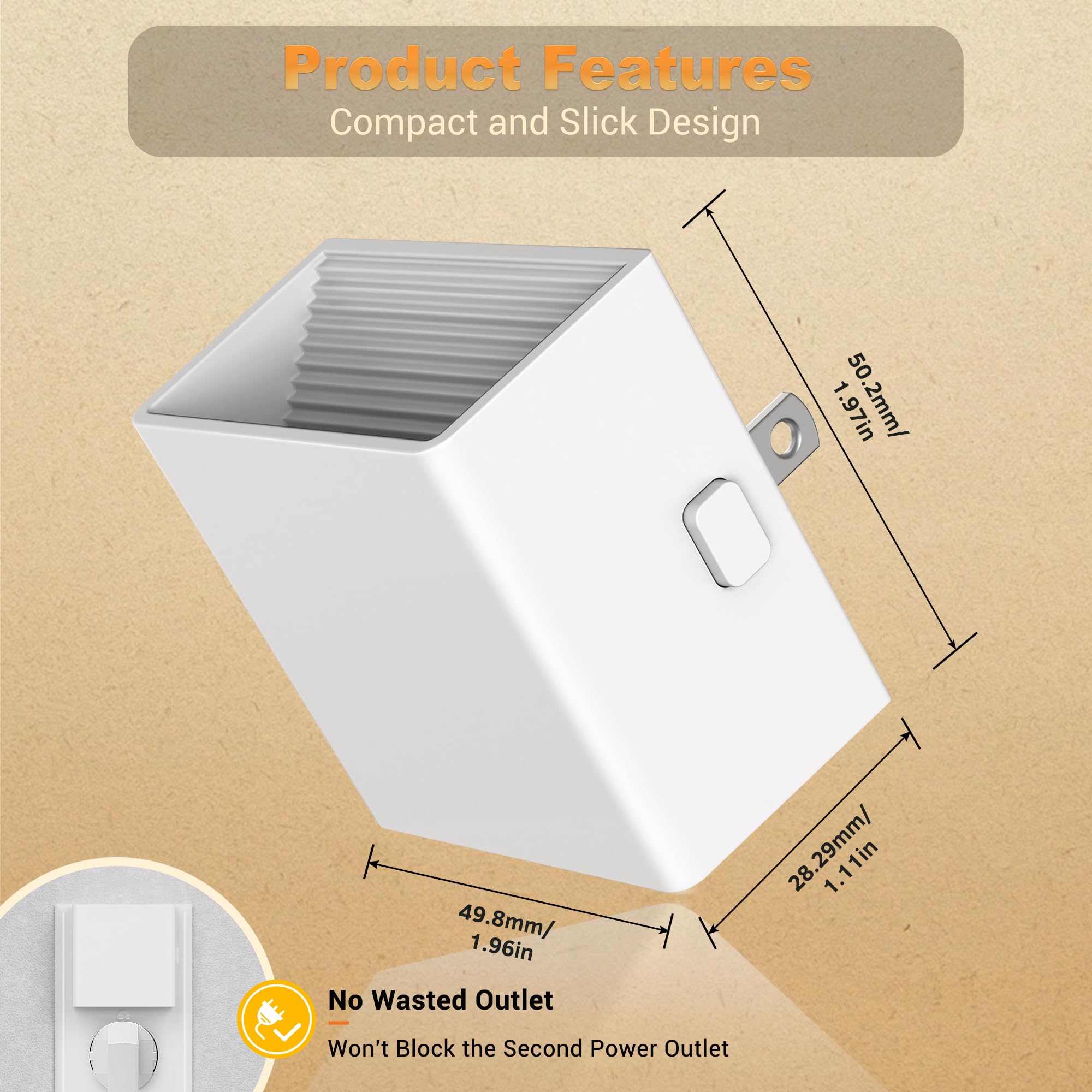 JandCase Night Light Plug-in, Soft White 3000K, Dusk to Dawn, 2 Pack, Electroplate White, Model C-GY10602WHUS-2