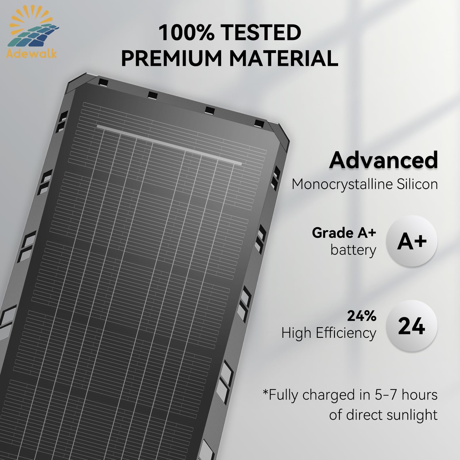 Adewalk 5000W Solar Street Lights - 7000K LED, Motion Sensor, Remote Control, IP66 Waterproof, Black, 1 Pack