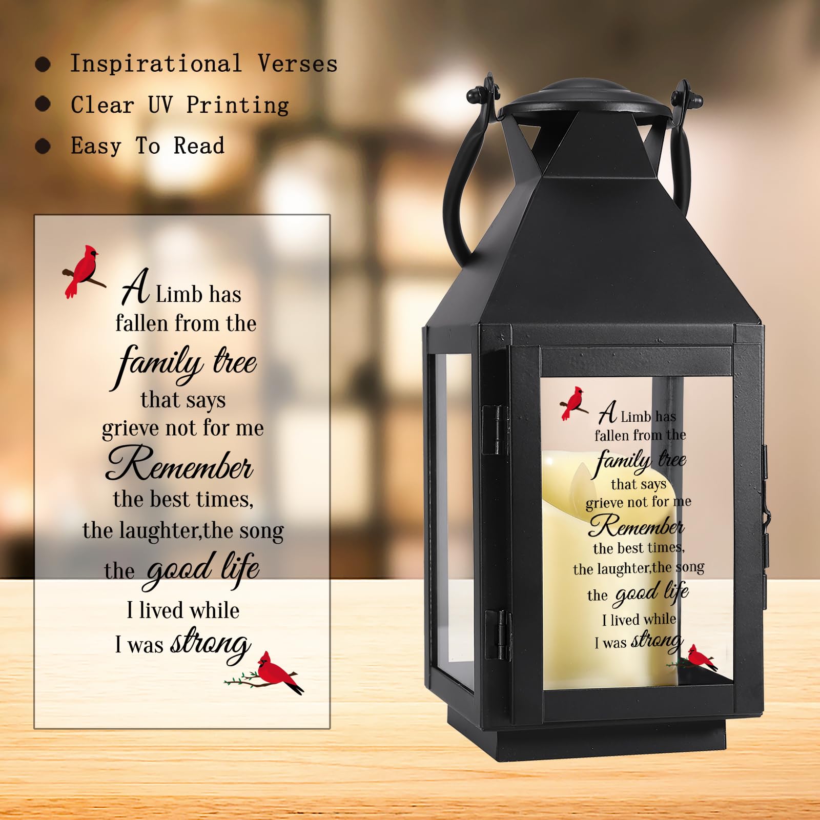 HSENYEKUM Memorial Lantern - Sympathy Gift for Loss of Loved One, Celebration of Life, "A Limb Has Fallen from the Family Tree"