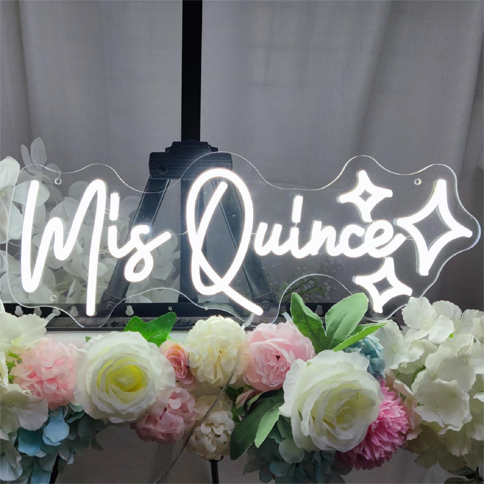 Signvia Neon Sign - Mis Quince Wall Decor, Dimmable, Acrylic, 50cm x 16.93cm, White
