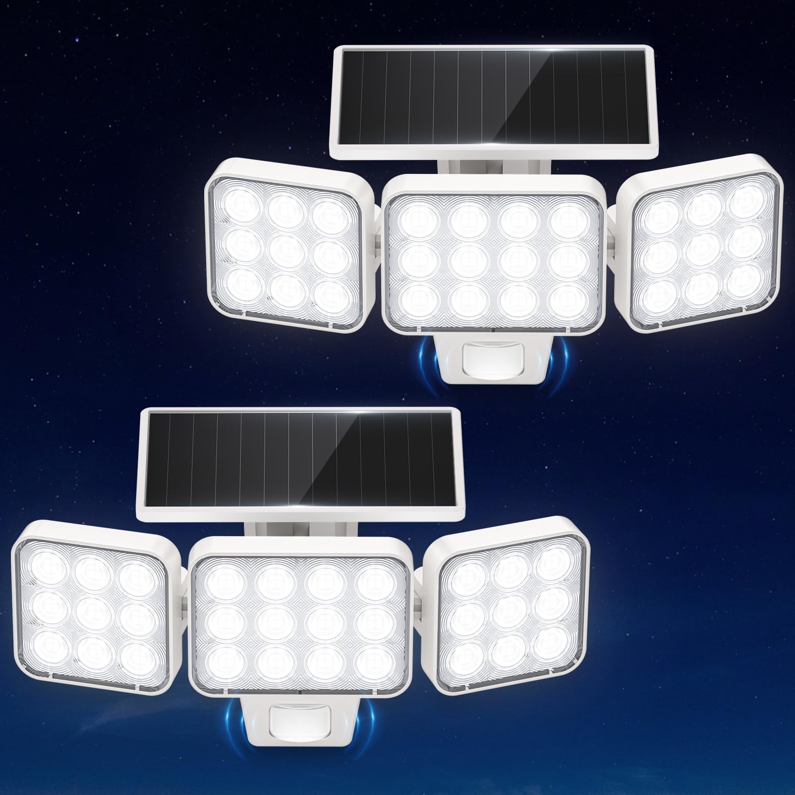 WdtPro Solar Lights Outdoor Motion Sensor  3500LM Bright Solar Flood Lights Outdoor  Adjustable & Upgrade Glass Panel  Wireless LED Solar Powered Security Spot Lights Waterproof for Yard-2Pack  White