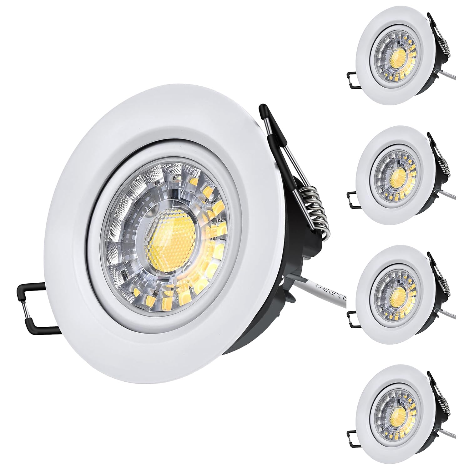 ZYC Gimbal LED Recessed Lights - 3 Inch, 4 Pack, White Trim, Aluminum, 5 Color Temperature Selectable, Model G-BW-3R