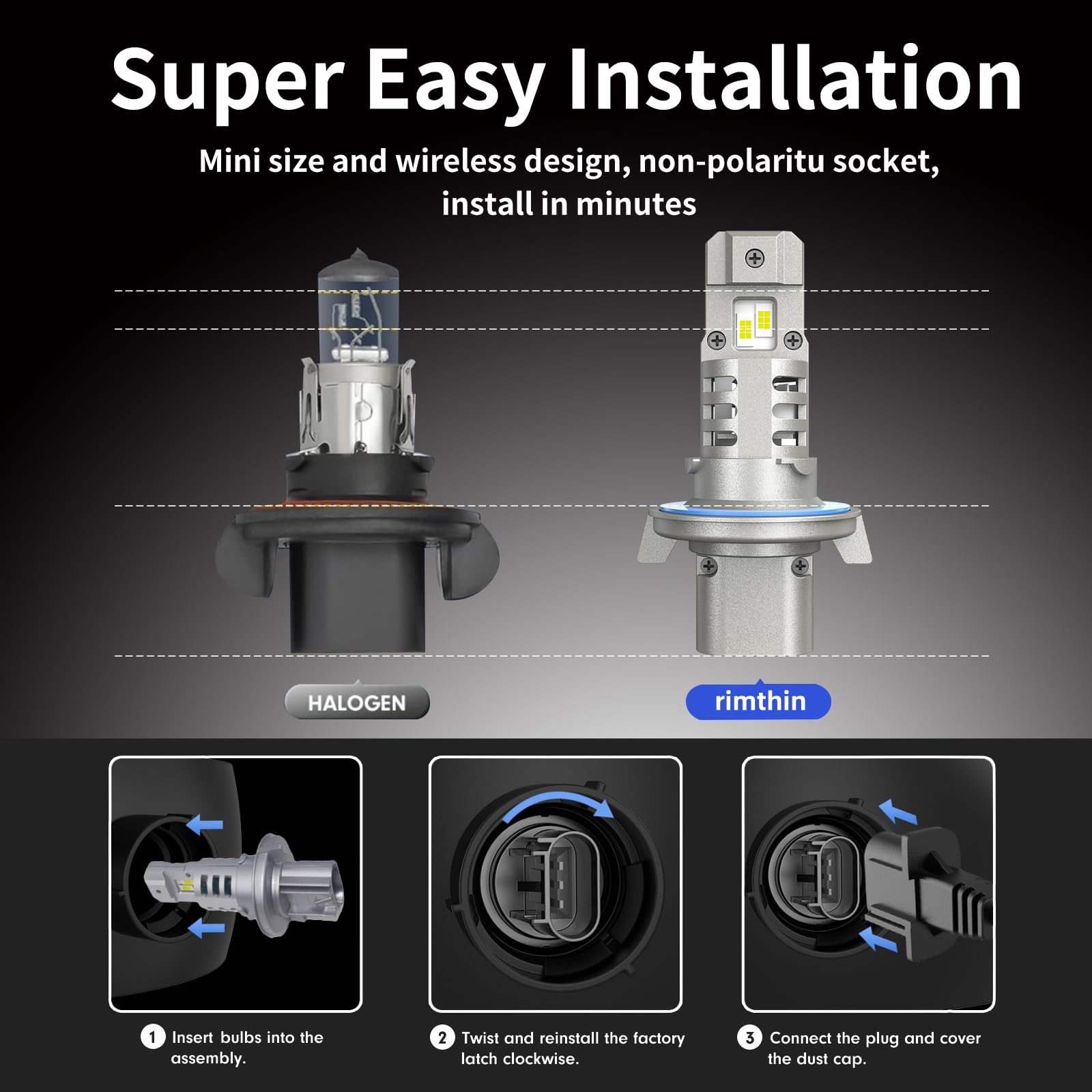 rimthin H13/9008 Fog Bulb, 6000K Cool White, Pack of 2, H13 Size