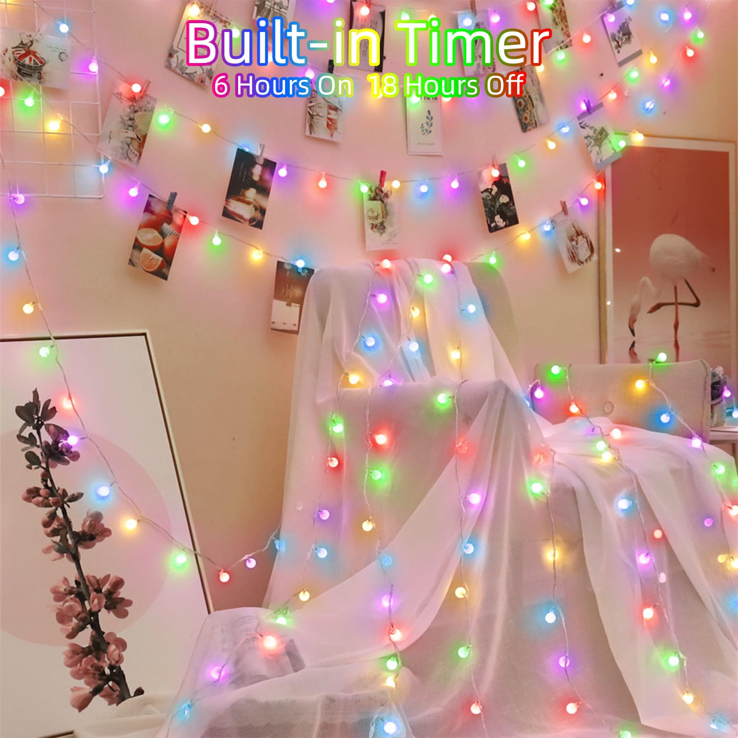Wuxyiyang 120 Led String Lights 40Ft, 8 Lighting Modes Plug In Fairy String Lights For Bedroom Classroom Patio Garden Wedding Party Christmas Tree Outdoor Indoor Decorations Multicolor