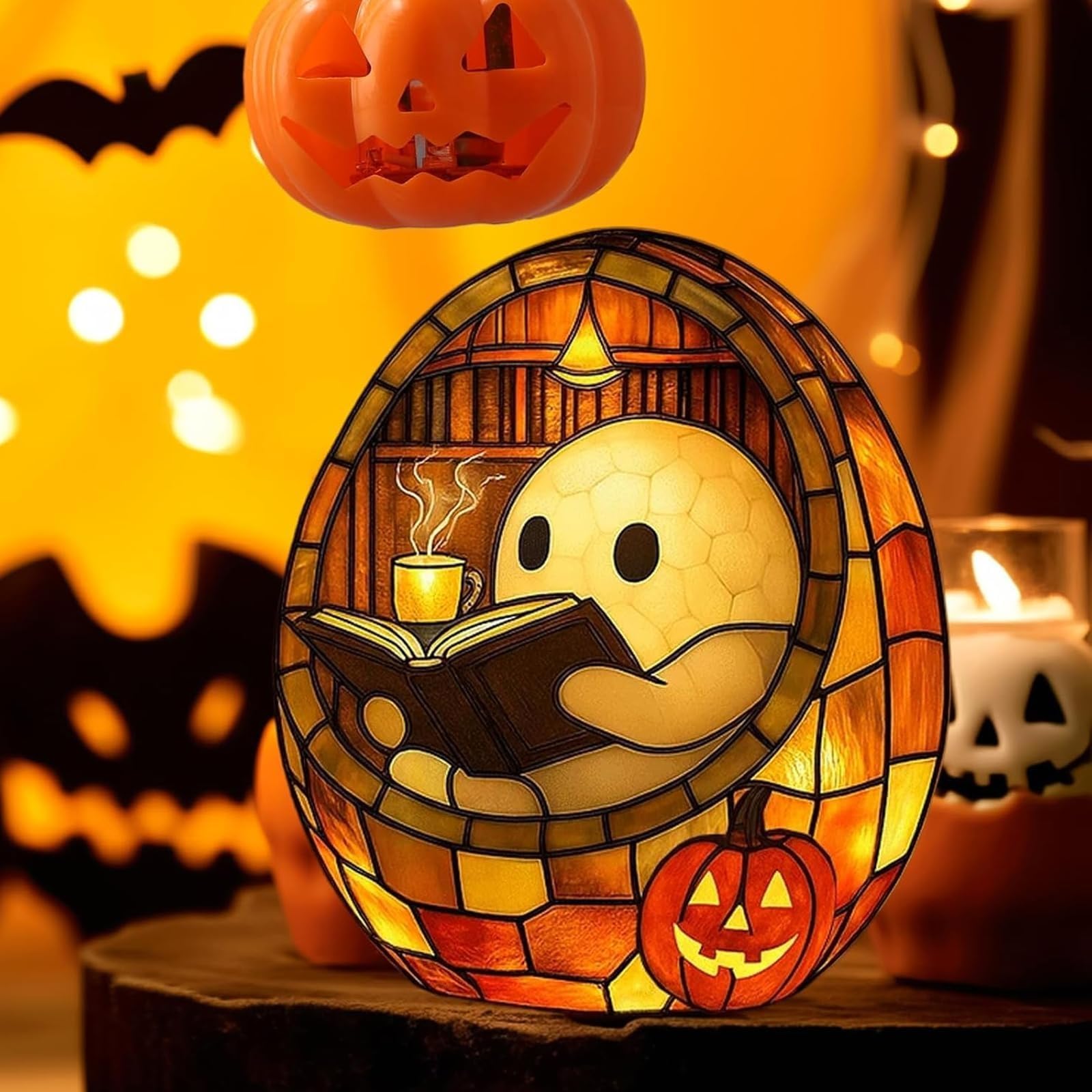 Ghost Bubble Bath Lamp, Ghost Reading Book Led Night Light, Halloween Party Decorations Indoor, Halloween Centerpieces Decoratio