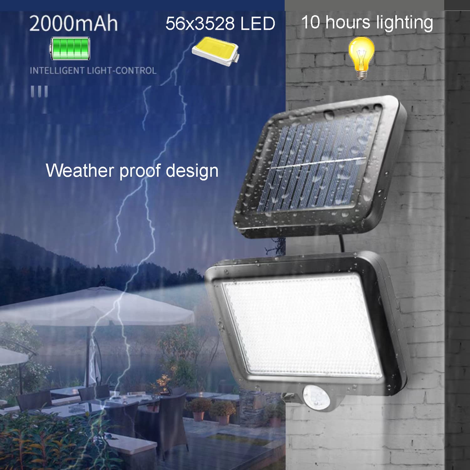 Outdoor Solar Lights Solar Barn Light Outdoor 56 Led 700Lum Shed Light Solar Security Lights Motion Detector Ip65 Waterproof 120° Sensor Angle For Patio Barn Garden Pathway Yard Lawn Balcony