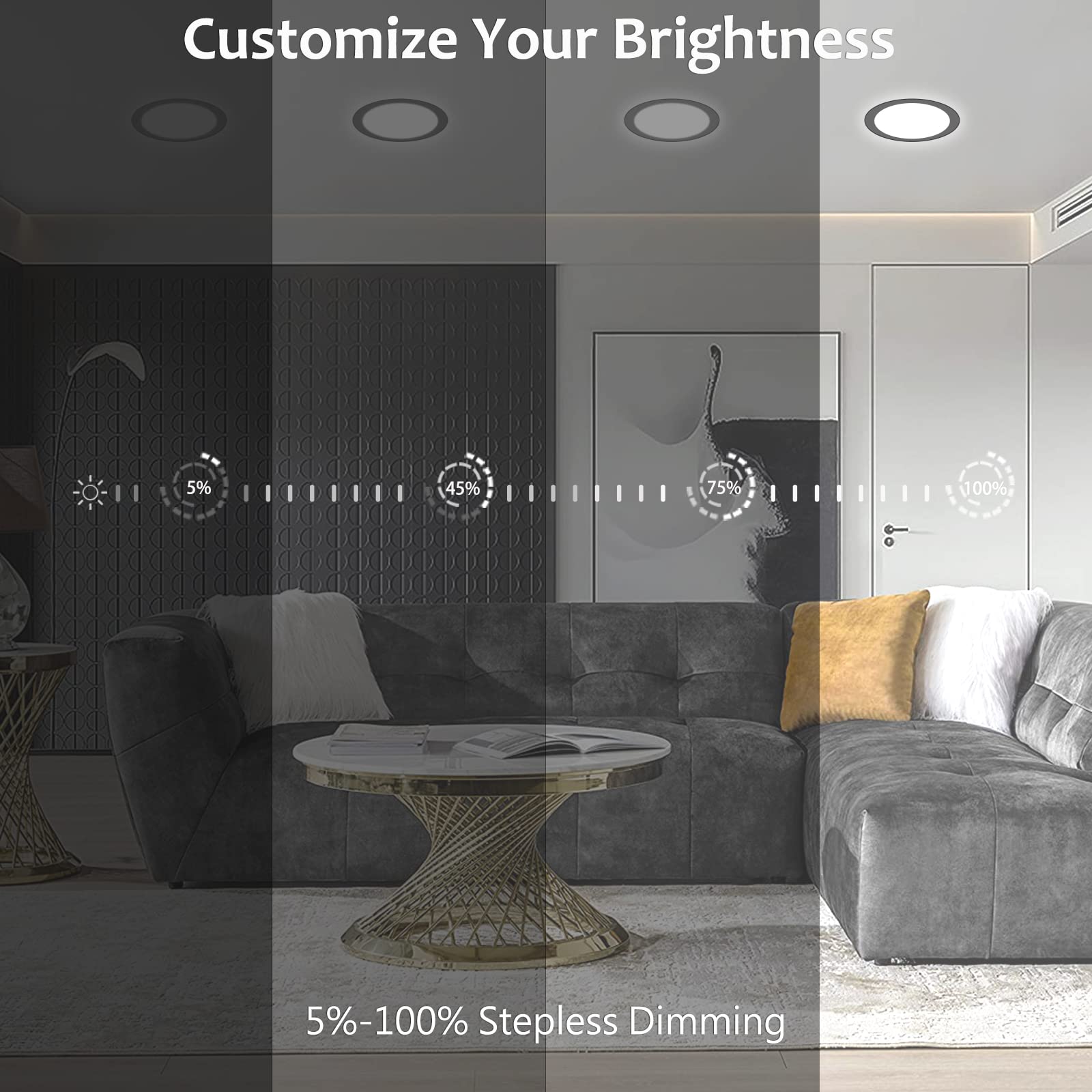 LZHOME LED Ceiling Light, 2800LM, Dimmable 3CCT, 9 Inch Flush Mount, 2 Pack, Black, Model LZ-XXD-9C