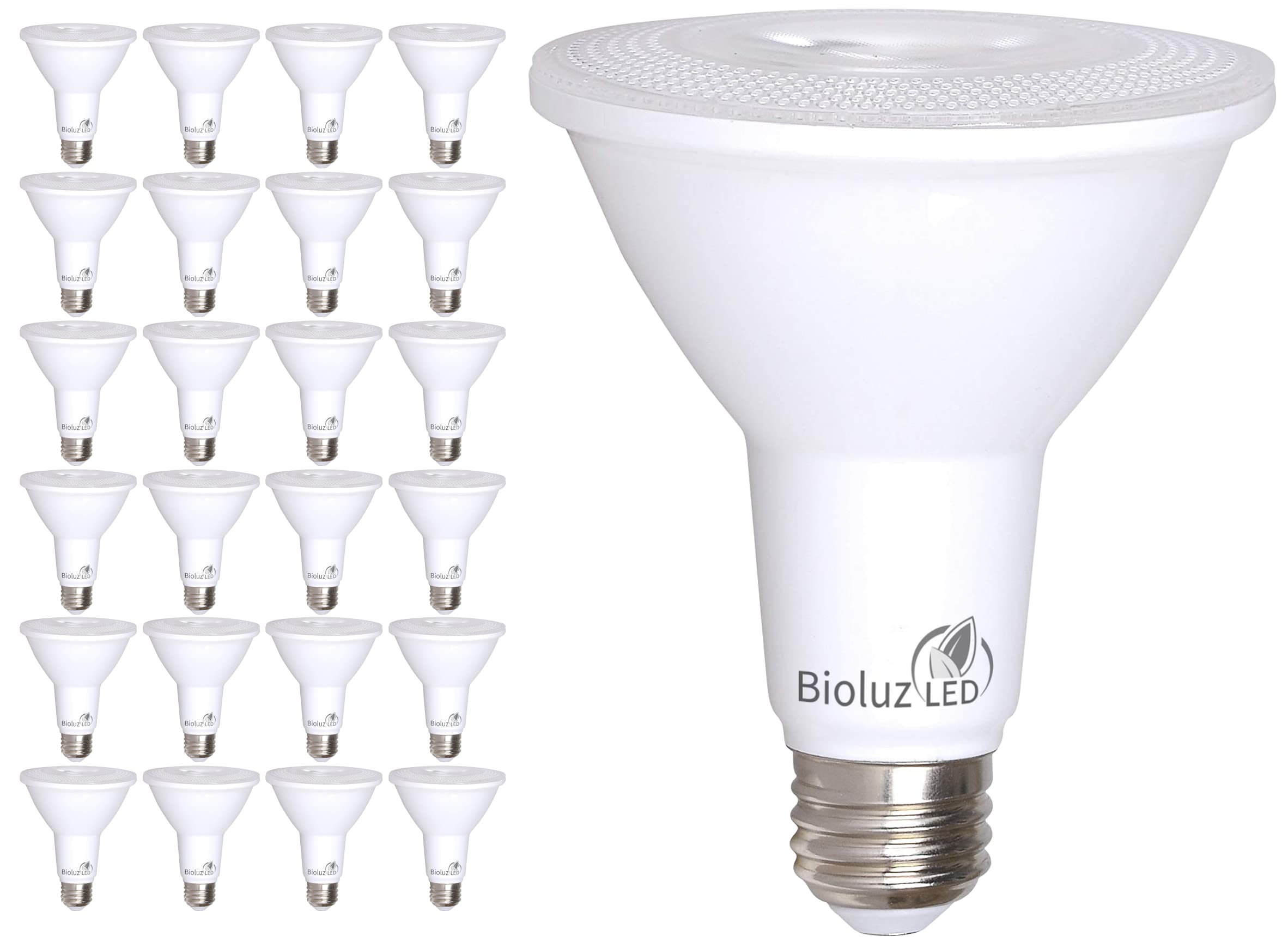 Bioluz 24-Pack Par30 Led Light Bulbs, 10W = 100W Replacement, 5000K Daylight, 90 Cri, Dimmable Led Flood Lights Outdoor, Spot Li
