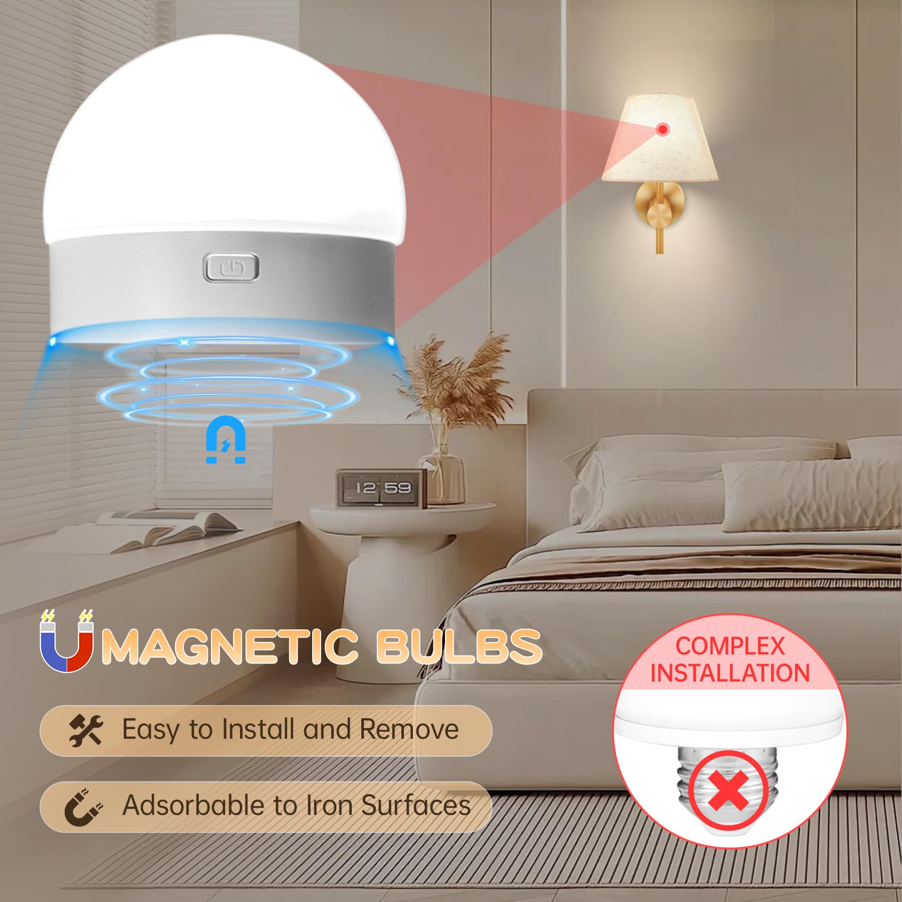 Starmoitic Battery Operated Wall Sconces Set Of 2, Gold Rechargeable Rgb Wall Lights With Dimmable Magnetic Bulbs & Remote,15 Co