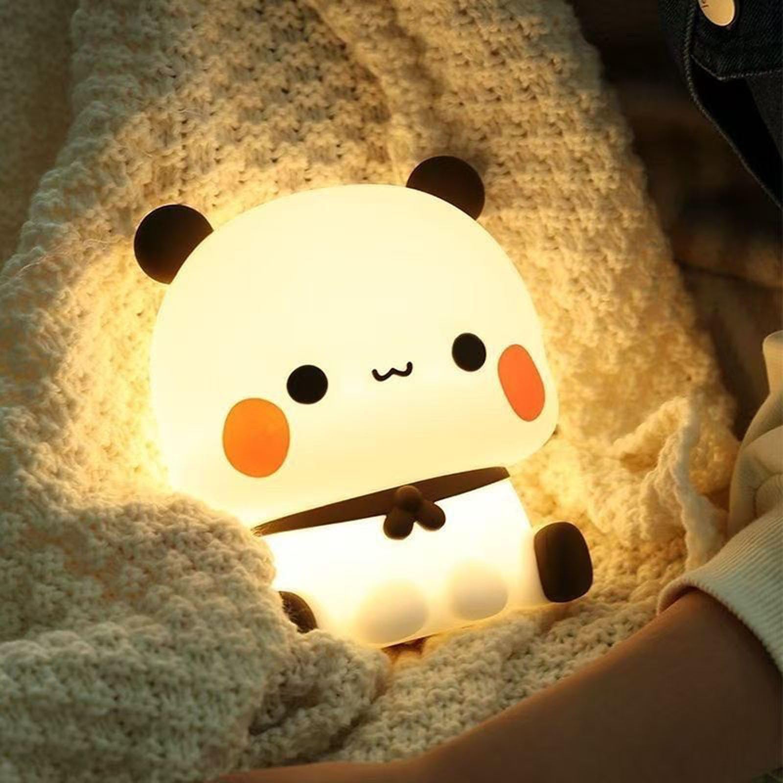 Cute Panda Lamp, Cute Bear Night Light, Novelty Animal Touch Light Lamp, 3 Modes Dimmable Bu-bu Du-du LED Squishy Night Light De