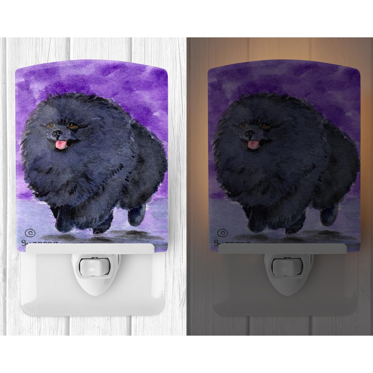 Caroline'S Treasures Ss8686Cnl Pomeranian Ceramic Night Light Compact, Ul-Certified, Ideal For Bedroom, Bathroom, Nursery, Hallway, Kitchen, 6X4X3, Multicolor