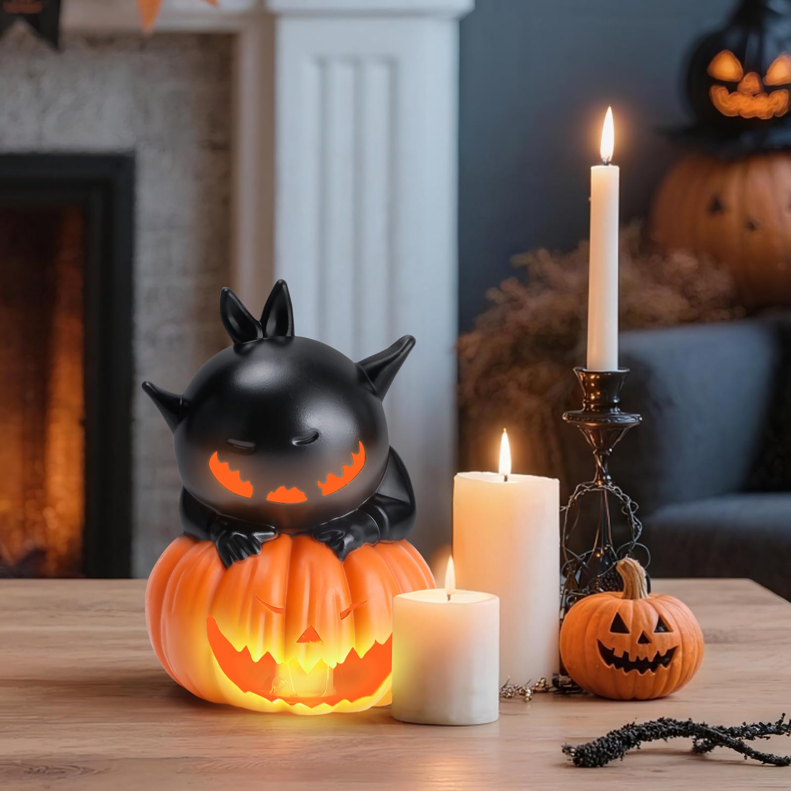 Inyptropic Halloween Flameless Candles Halloween Decorations 12 Pack Pumpkin Cat Led Nightlight Candles Indoor Table Decor Gifts
