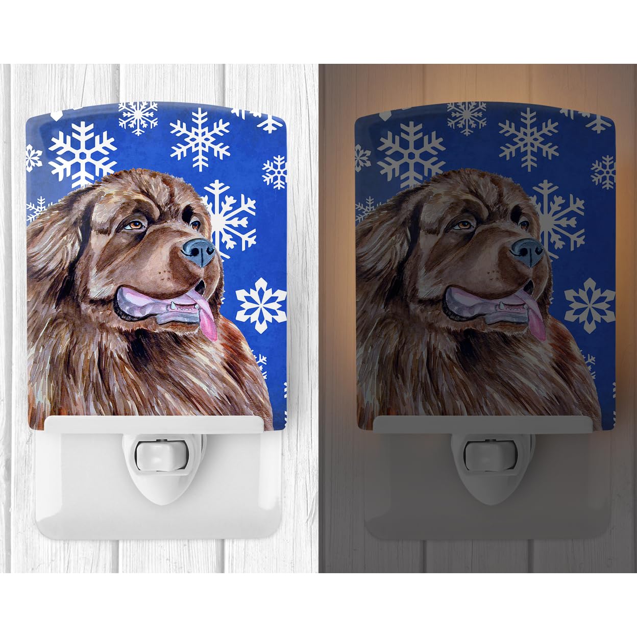 Carolines Treasures Holiday Ceramic Night Light, UL-Certified, 6x4x3in, Multicolor, Model LH9264CNL, Newfoundland Design