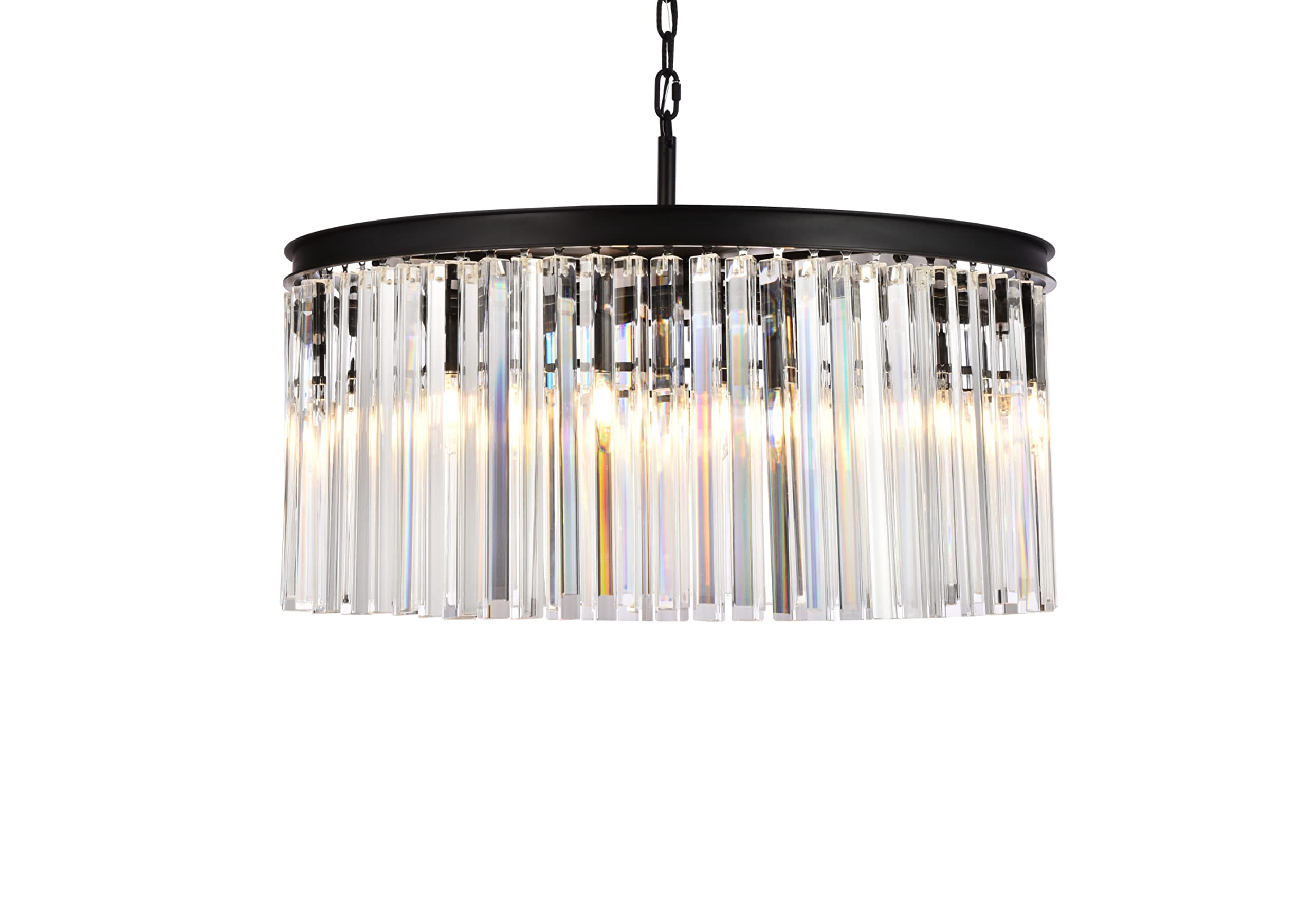 Elegant Lighting Sydney Collection 1208D31MB/RC 8-Light Pendant Lamp with Royal Cut Crystals, Mocha Brown Finish