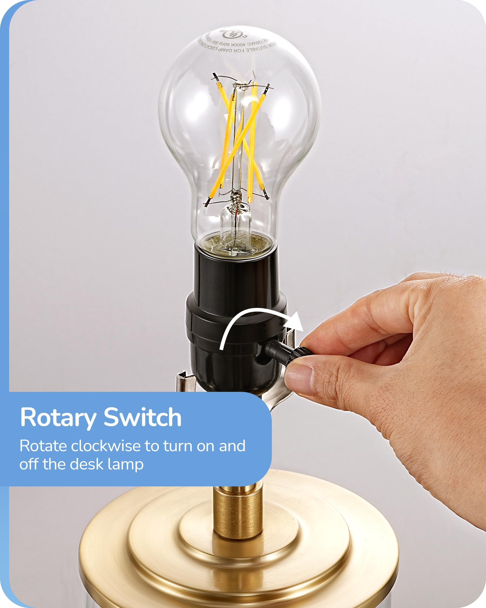 EDISHINE 23.6 Glass Table Lamp Set of 2 - DIY Fillable Base, White Linen Shade, Gold, UL Listed, Tall Bedside Lighting for Living Room & Bedrooms