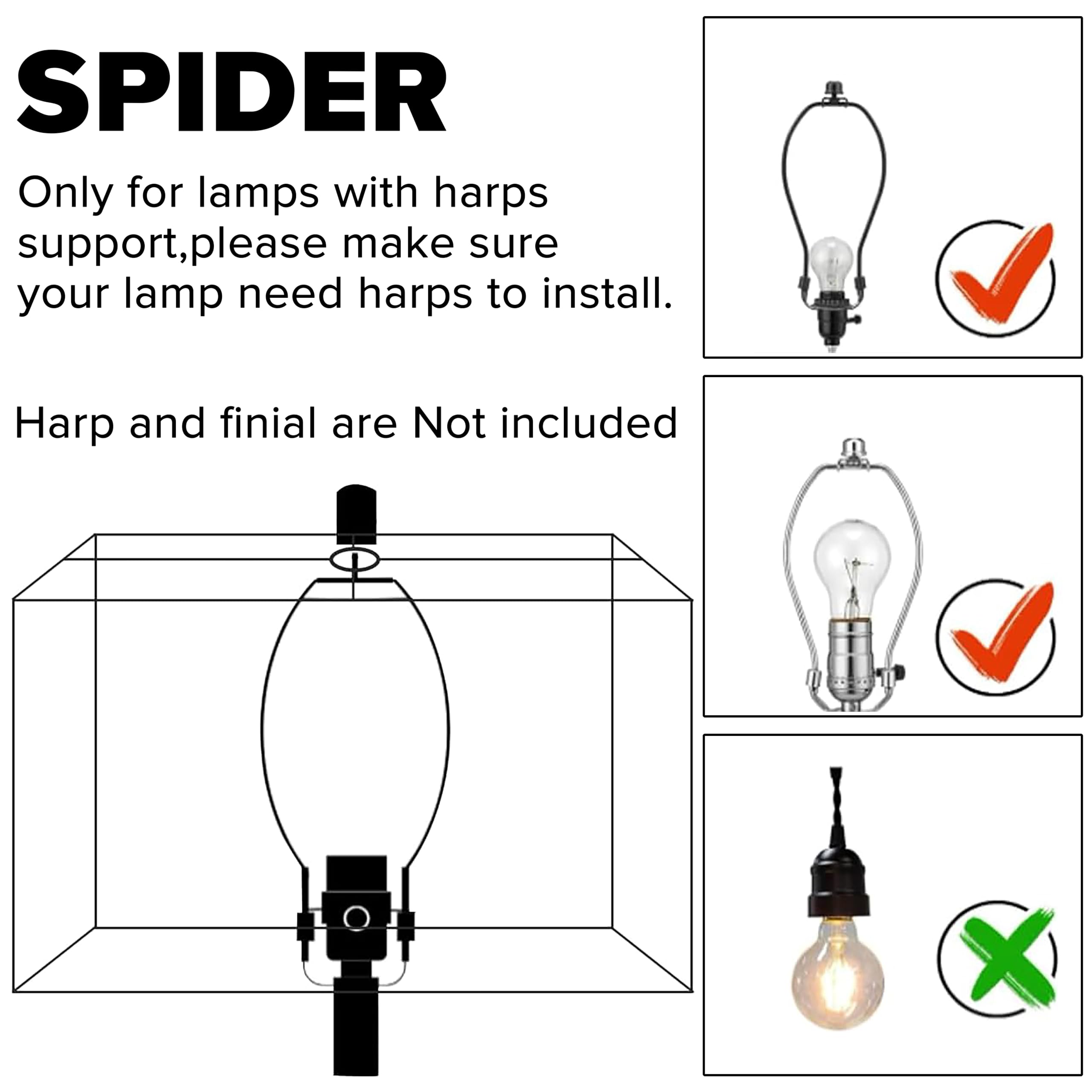 Goso 8?16?10 In (Spider) Rectangle Lamp Shades Set Of 2 Large Beige Linen Lampshade For Table Lamps Floor Lamps Modern Foldable