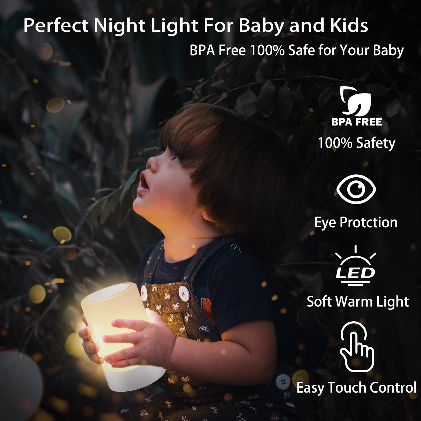 G Keni Nursery Baby Night Light For Kids, Portable Led Touch Night Lamp For Kids And Adult, Breastfeeding, Sleep Aid, Usb Rechargeable Nursing Lamp, Bedside Dimmable Warm Night Light (2 Pack)