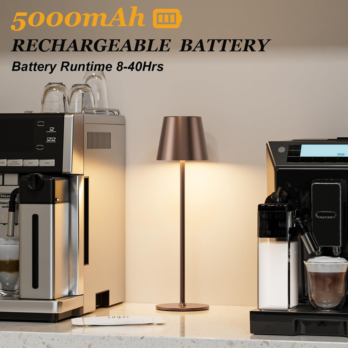 Cordless Table Lamp Rechargeable Brown - KK 2 Pack 5000mAH Battery ...