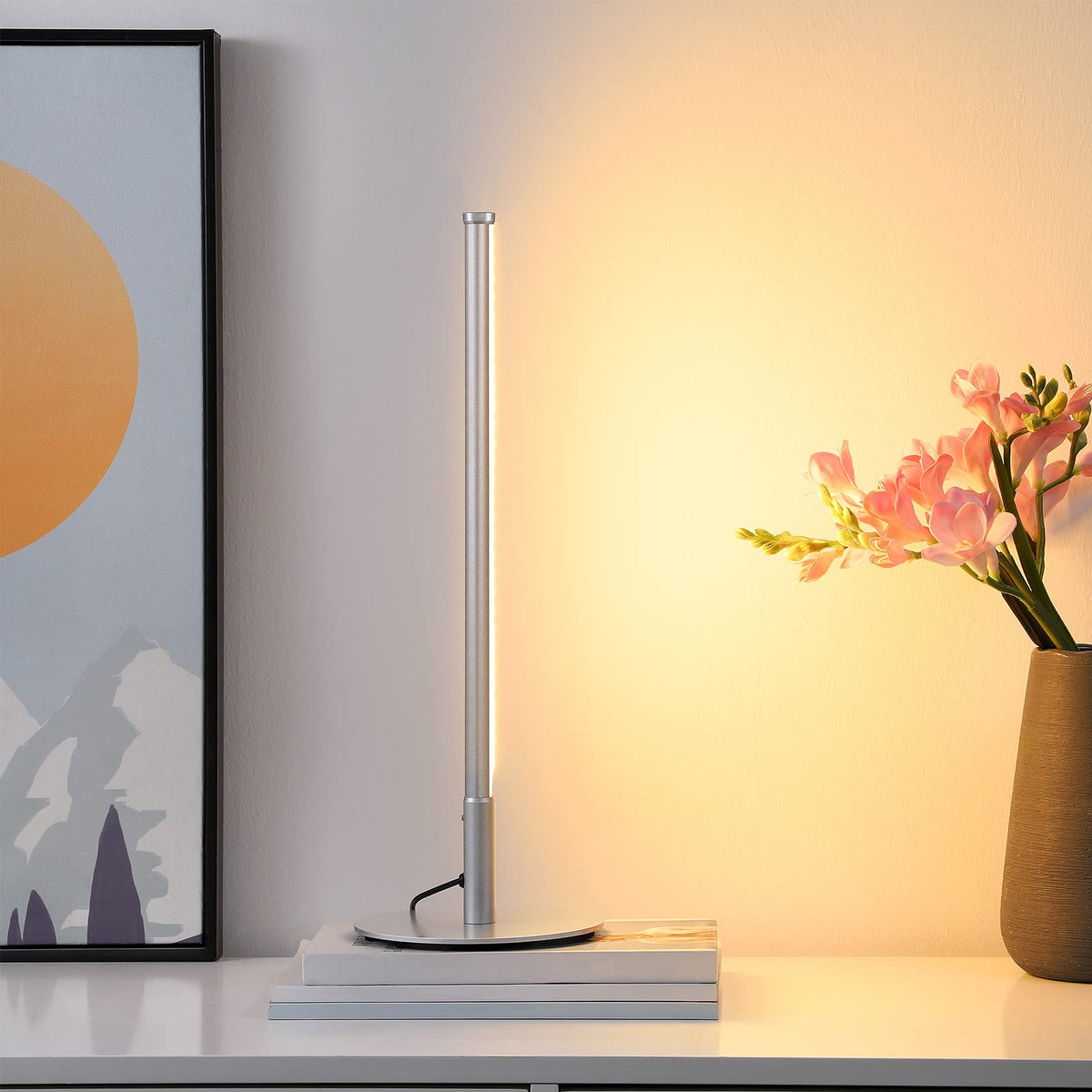 Edishine Led Table Lamp, Minimalist Bedside Lamp With 3 Dimmable Color Temperature, Touch Controller, Coner Light For Bedroom Ni