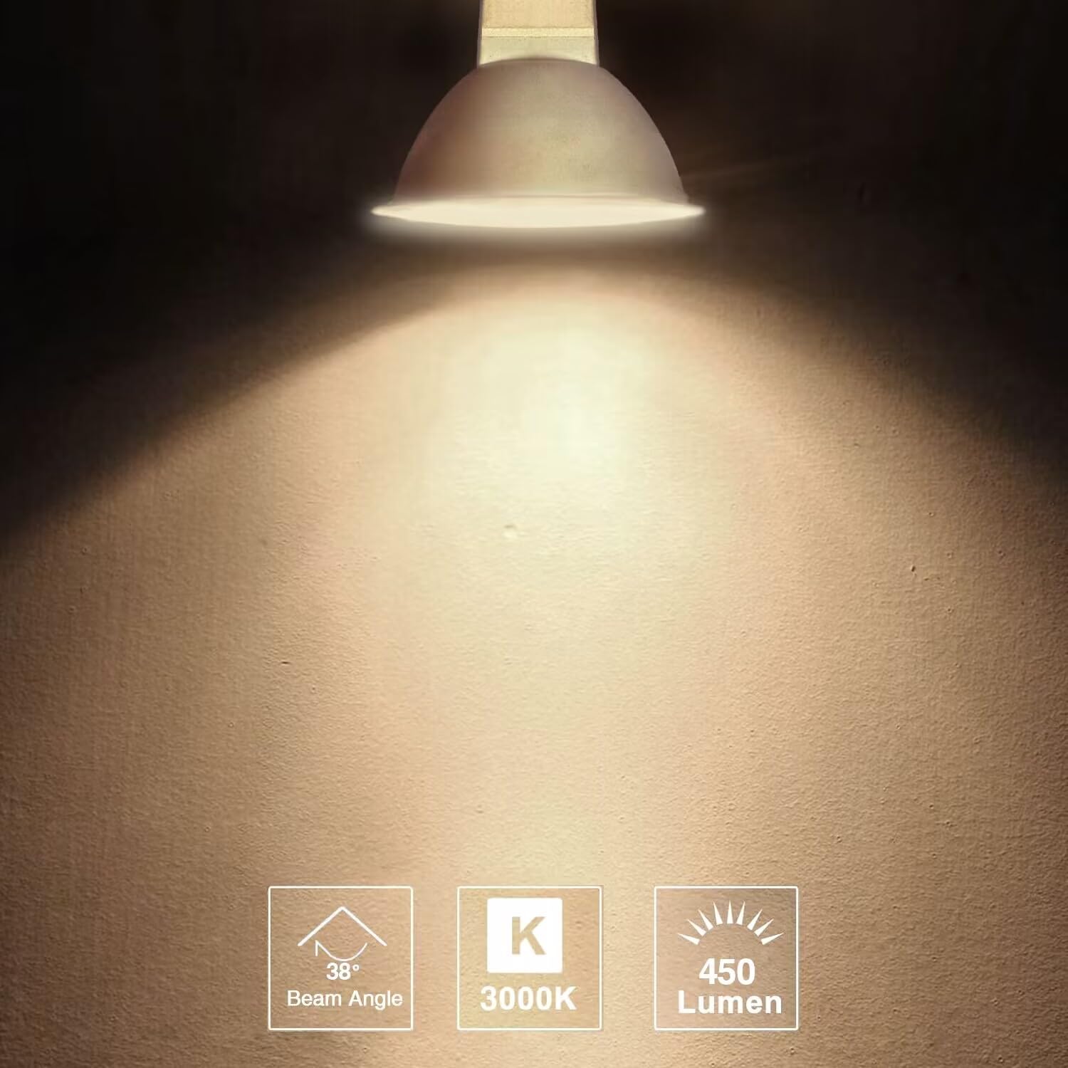 12 Pack Mr16 Gu5.3 Led Bulb 50W Halogen Equivalent, 5W 3000K Soft White, 450 Lumens, 38 Degree Spot Lighting For Indoor/Outdoor