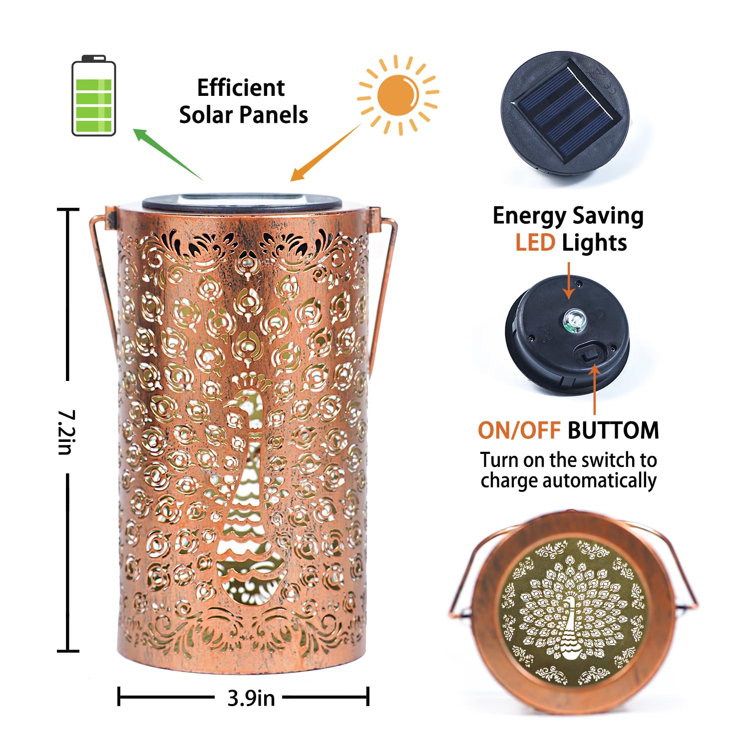 Peacock Solar Lanterns Outdoor Waterproof Hanging Solar Lights Peacock Gifts For Women Men Metal Decorative Led Lanterns For Yar