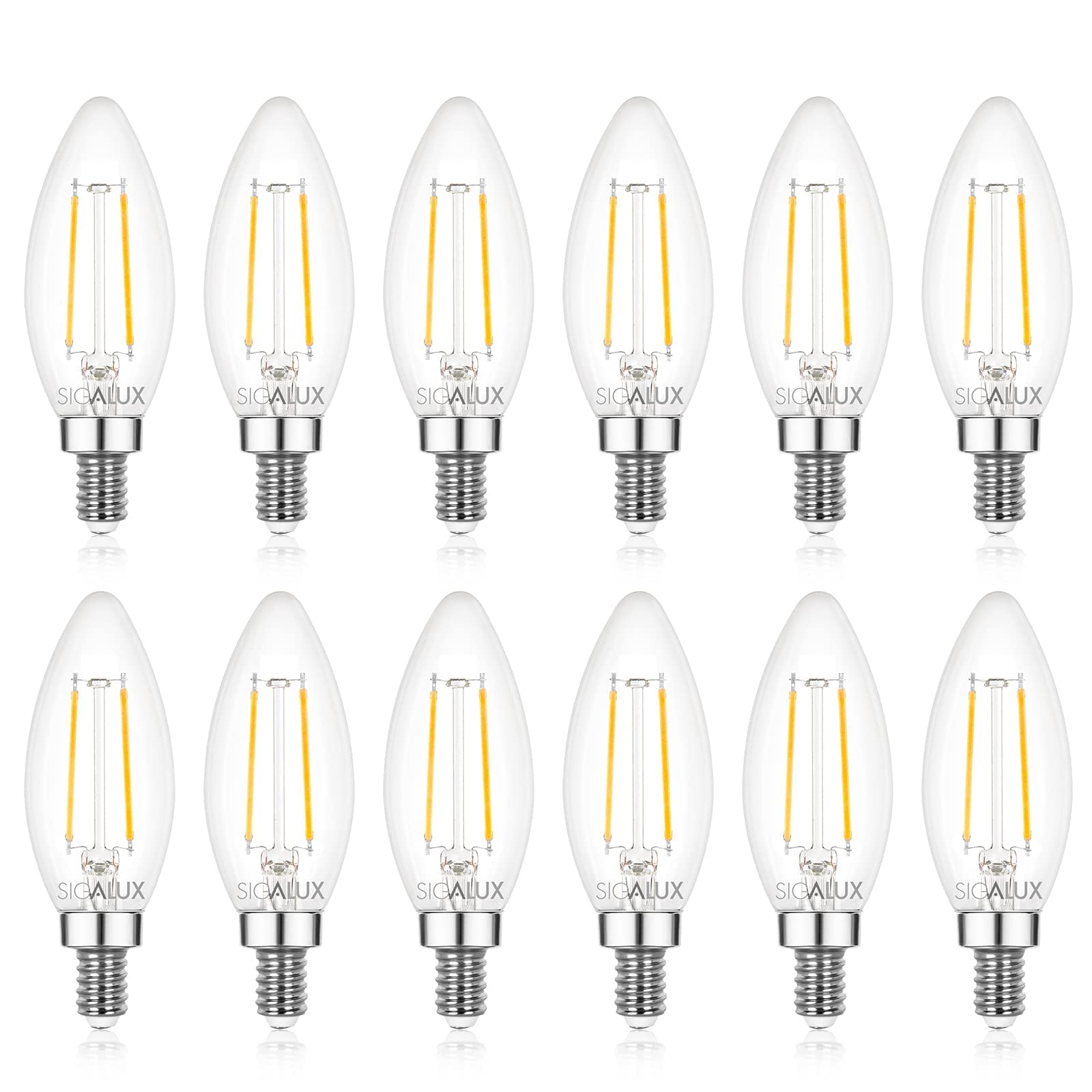 Sigalux E12 Led Bulb Dimmable, 40 Watt Candelabra Led Light Bulbs, Chandelier Light Bulbs, B10 2700K Soft White, Type B Candle L