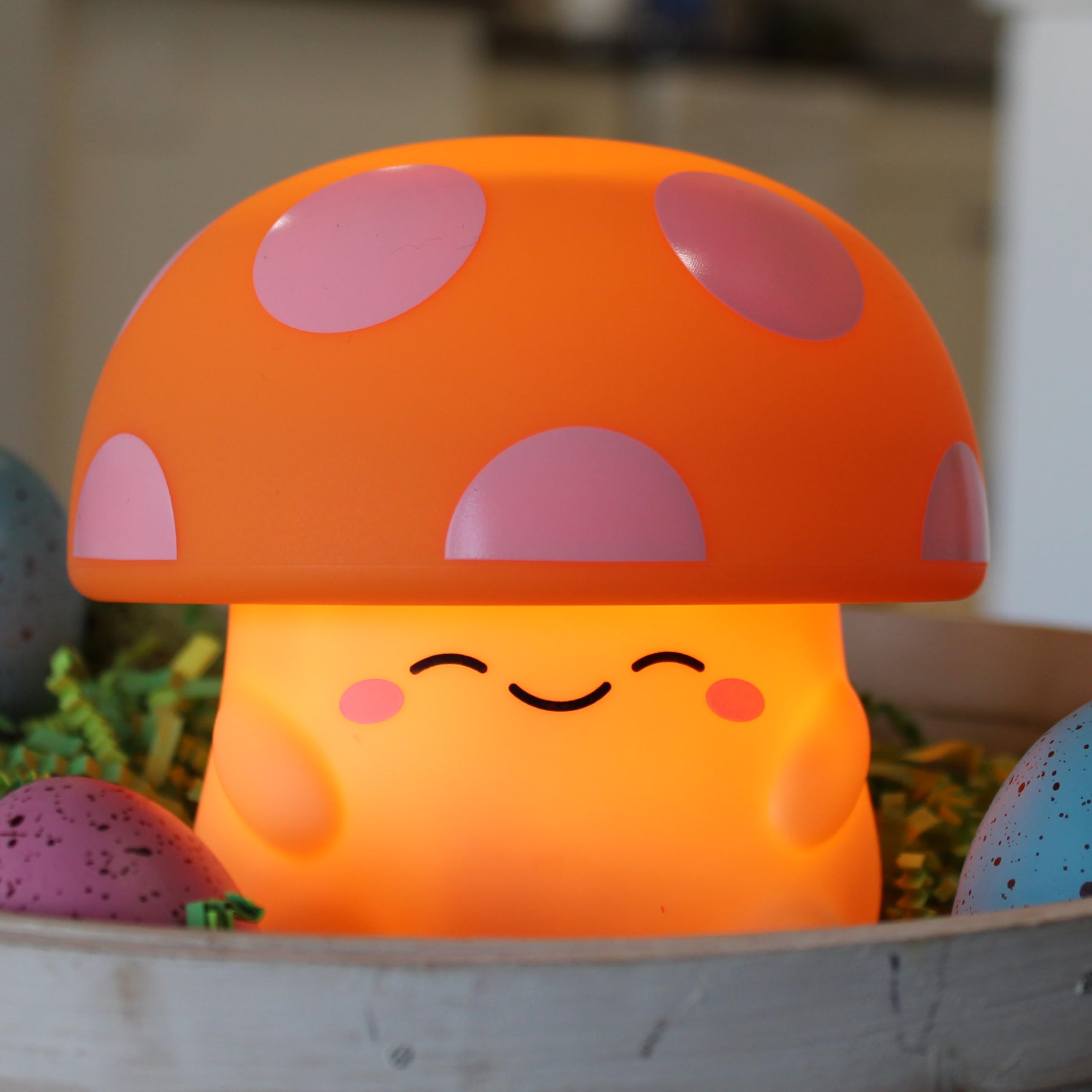 Mushi Ambient Mushroom Night Light, Cute Silicone Squishy Light Up Mushroom Lamp, Tap-Sensitive 3 Level Dimmable Nightlight, Eas