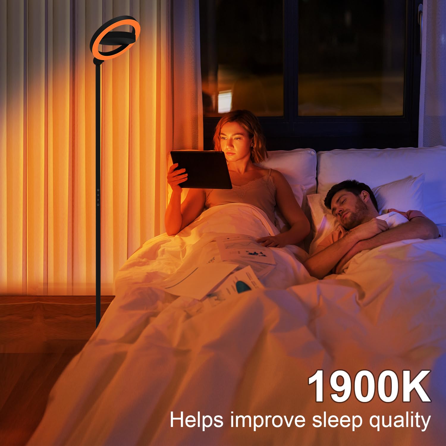 Omorepa 36W Bright Led Floor Lamp For Living Room With Remote, 75.5 Inch Tall Stepless Dimmable Standing Lamp For Office, Torchi