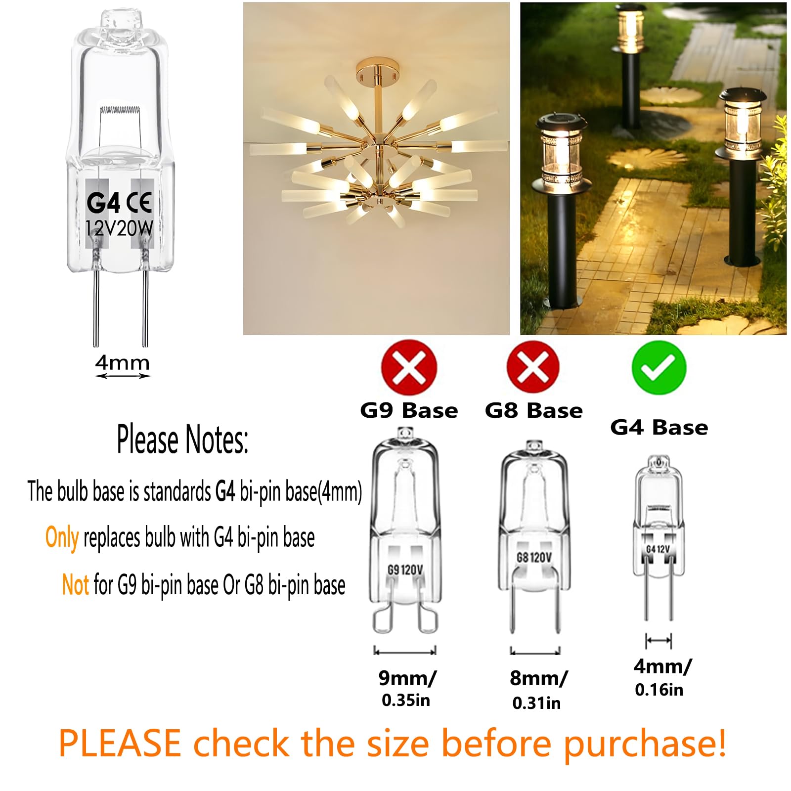 Snnalosses G4 Bulb,12V 20W Halogen Light Bulbs 2 Pin,G4 Light Bulbs For Under Cabinet Puck Light,Microwave,Chandeliers, Accent Lights, Track Lighting,Dimmable,Warm White,12Packs