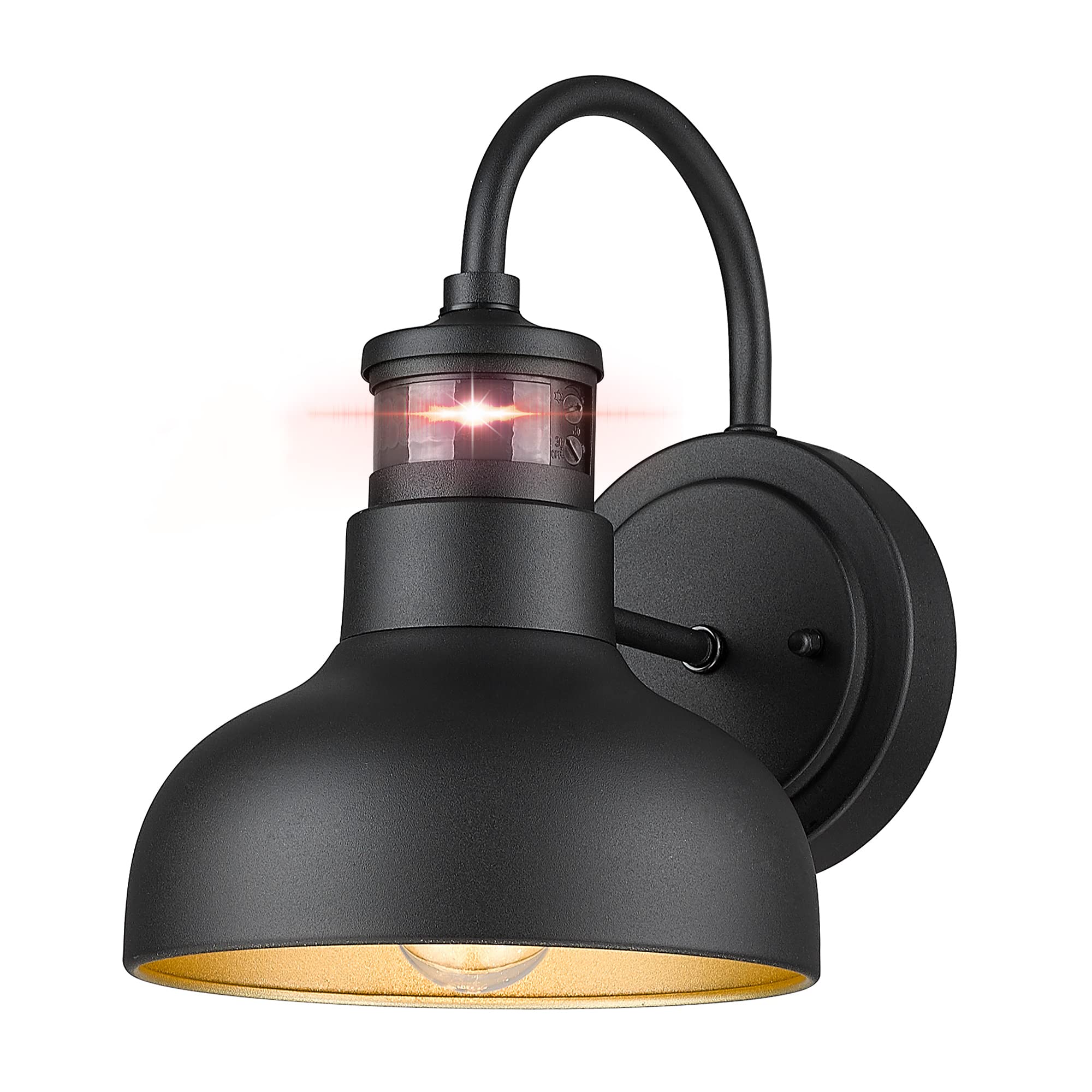 Seovix 9" Motion Sensor Outdoor Light Fixture, IP65 Waterproof, Dusk to Dawn, E26 Base, Black, Model HSMD2215, 1 Pack
