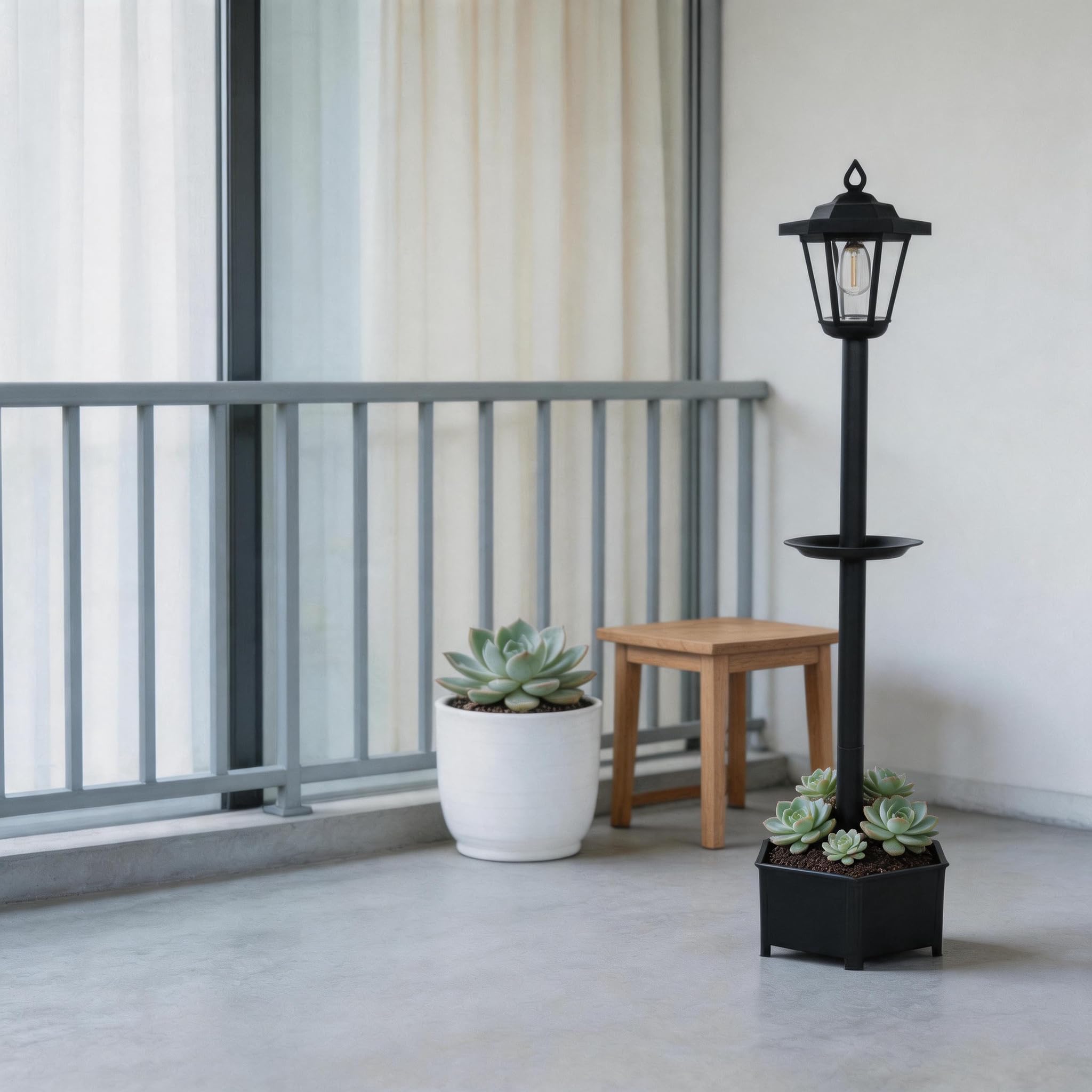 Solar Lamp Post with Planter & Bird Feeder (3-in-1 Design), 37 Solar Post Lights Outdoor Waterproof, Warm Yellow Lights Dusk to 