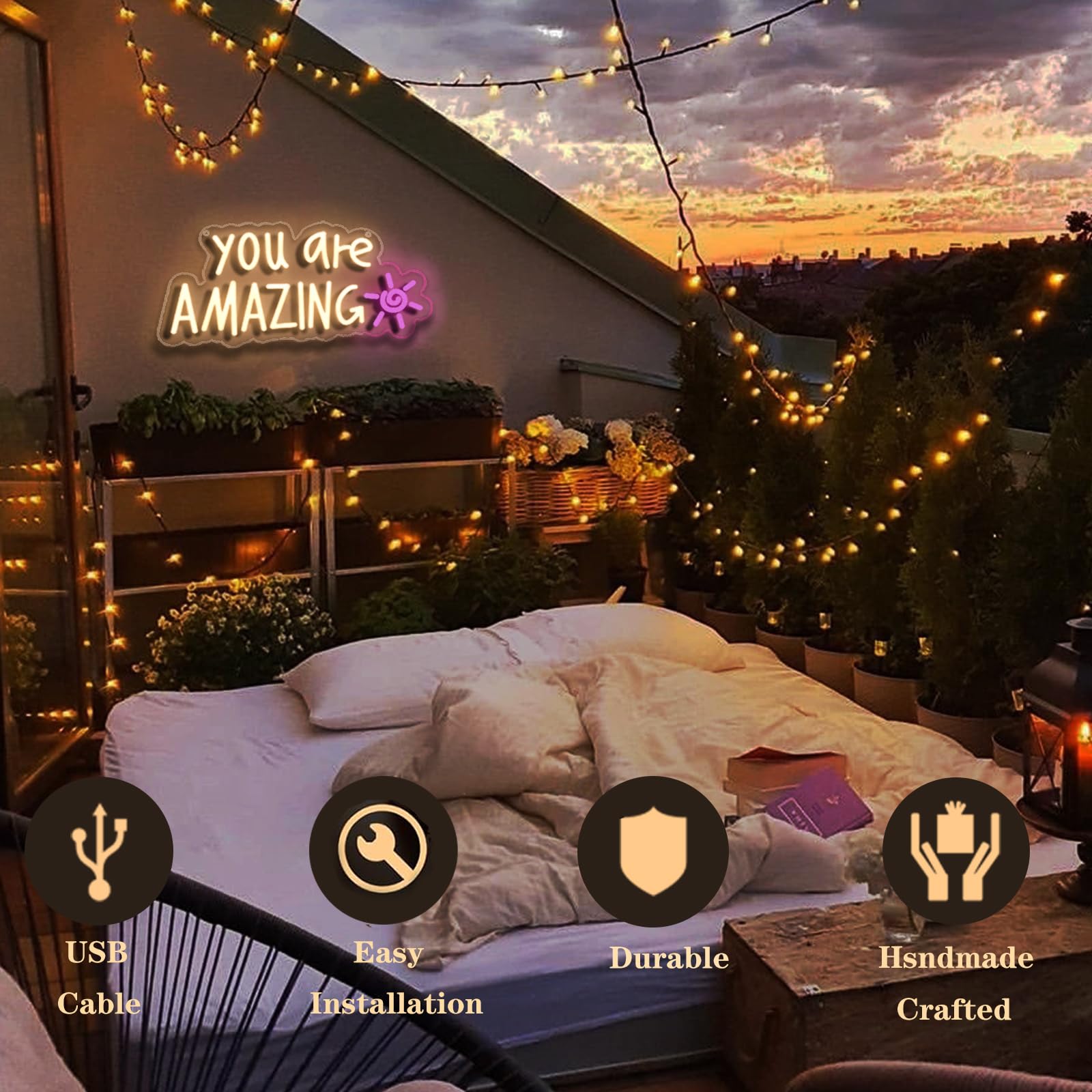 You Are Amazing Neon Sign Wall Decor For Bedroom Class Room Bar Pub Club Nursery Hanging Dimmable Usb Pink Led Light For Wedding Birthday Party Women Christmas Gifts