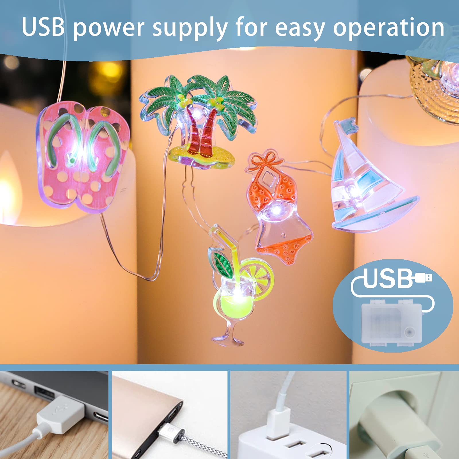 Impress Life Ocean Theme String Lights, 10FT 30 LED, Battery Powered, Remote & Timer, Nautical Decor, Model B078