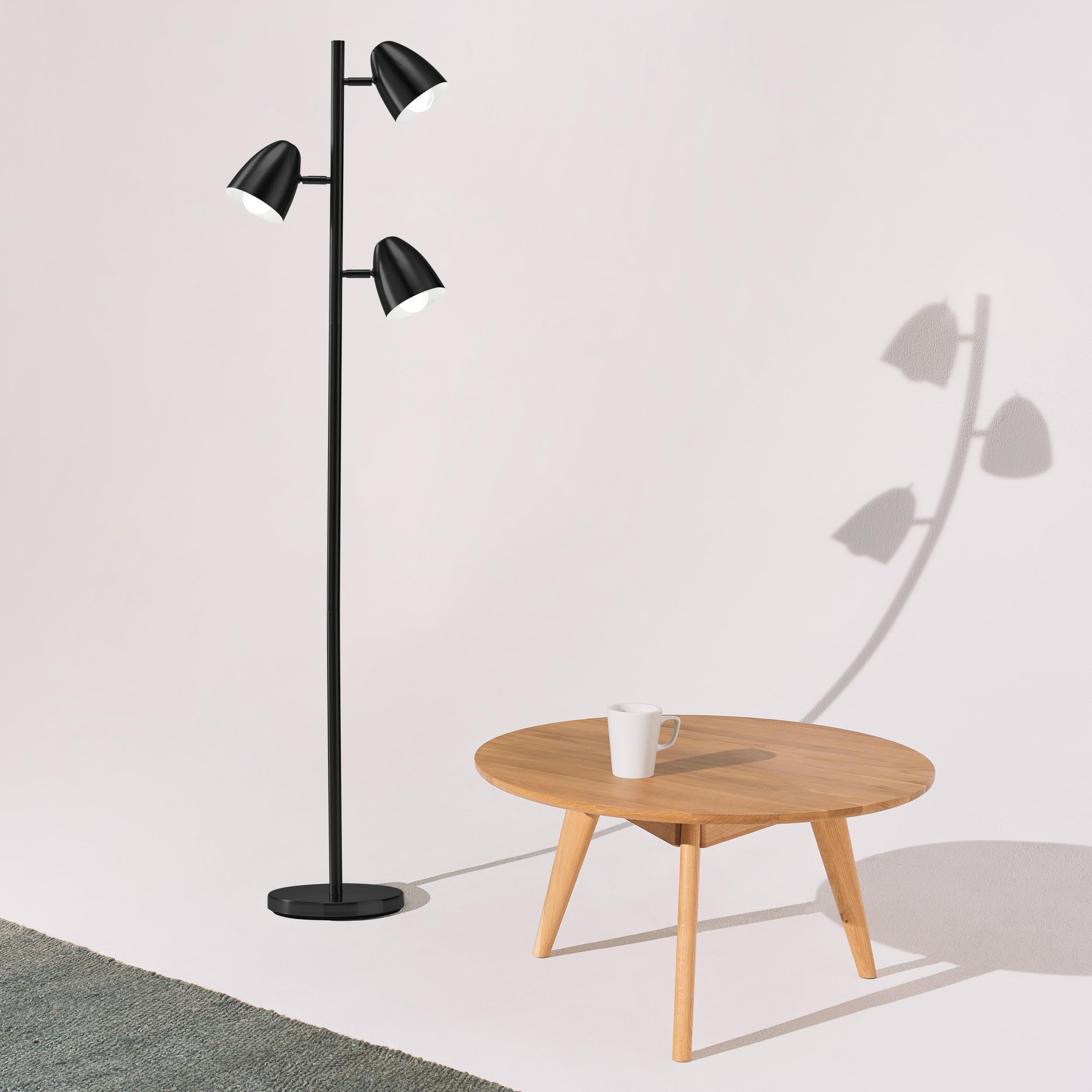 Brightech Jacob LED Floor Lamp, Adjustable 3-Light Tree, Modern Design, Black, Model XF-STB2-ONL3