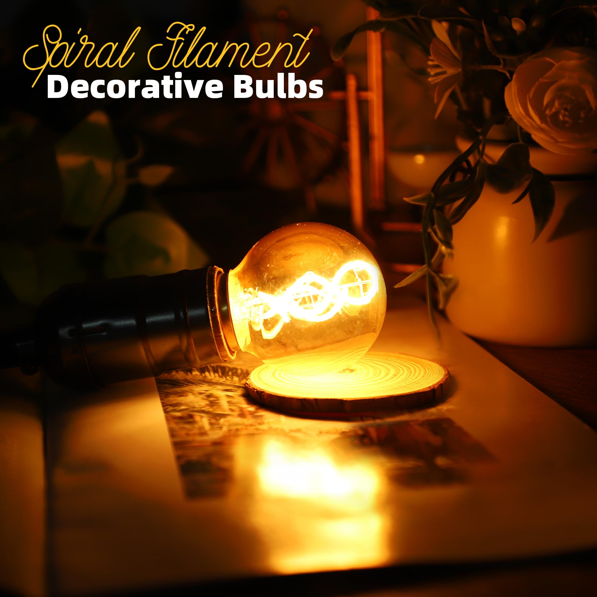 Genixgreen Dimmable Led Candelabra Bulb,Amber E12 Led Bulb Decorative Light Bulbs Antique Style G16.5 Filament For Chandelier Ce