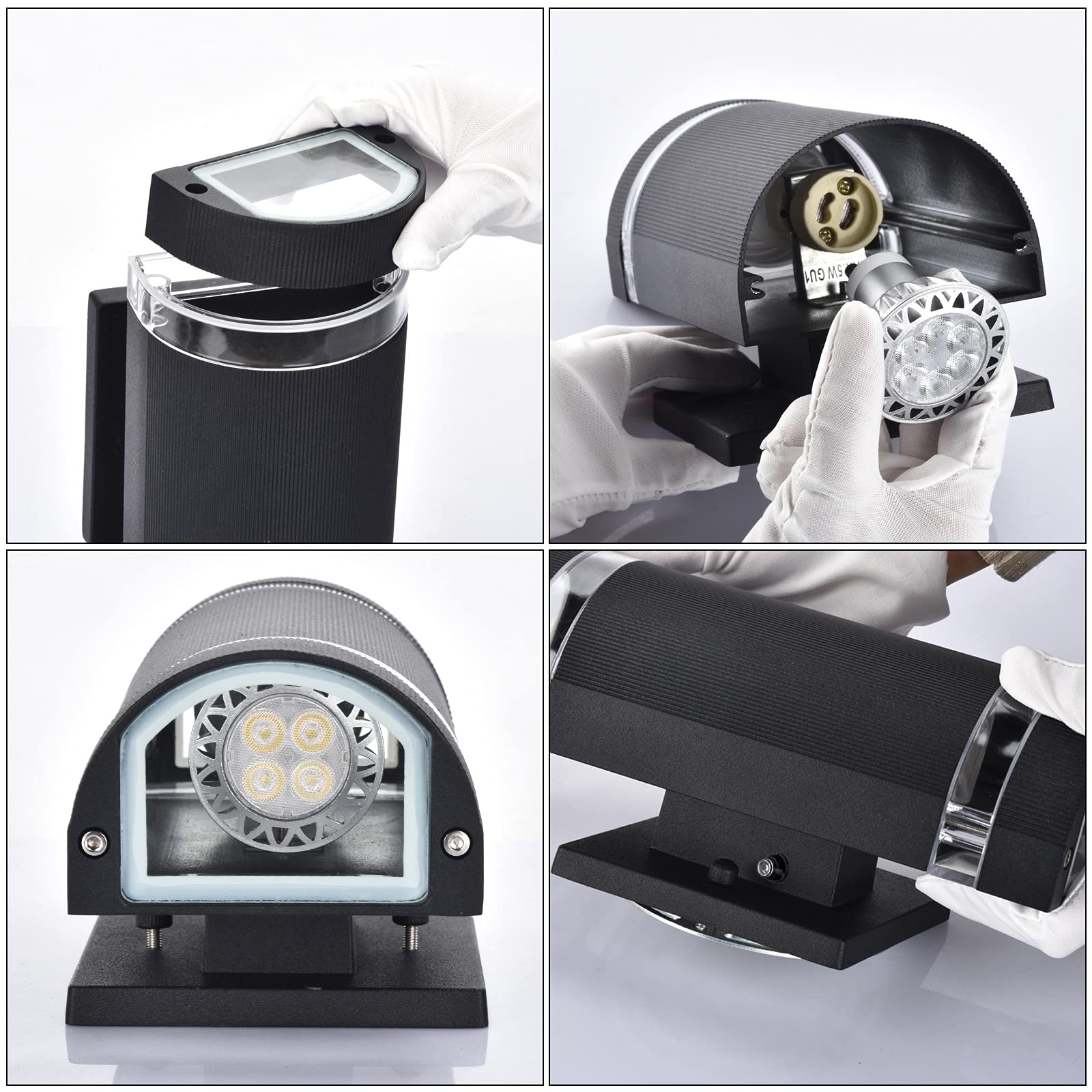 Bling Dusk To Dawn Outdoor Wall Sconce - Etl Listed 5000K Up Down Light Fixture, 2 Pack