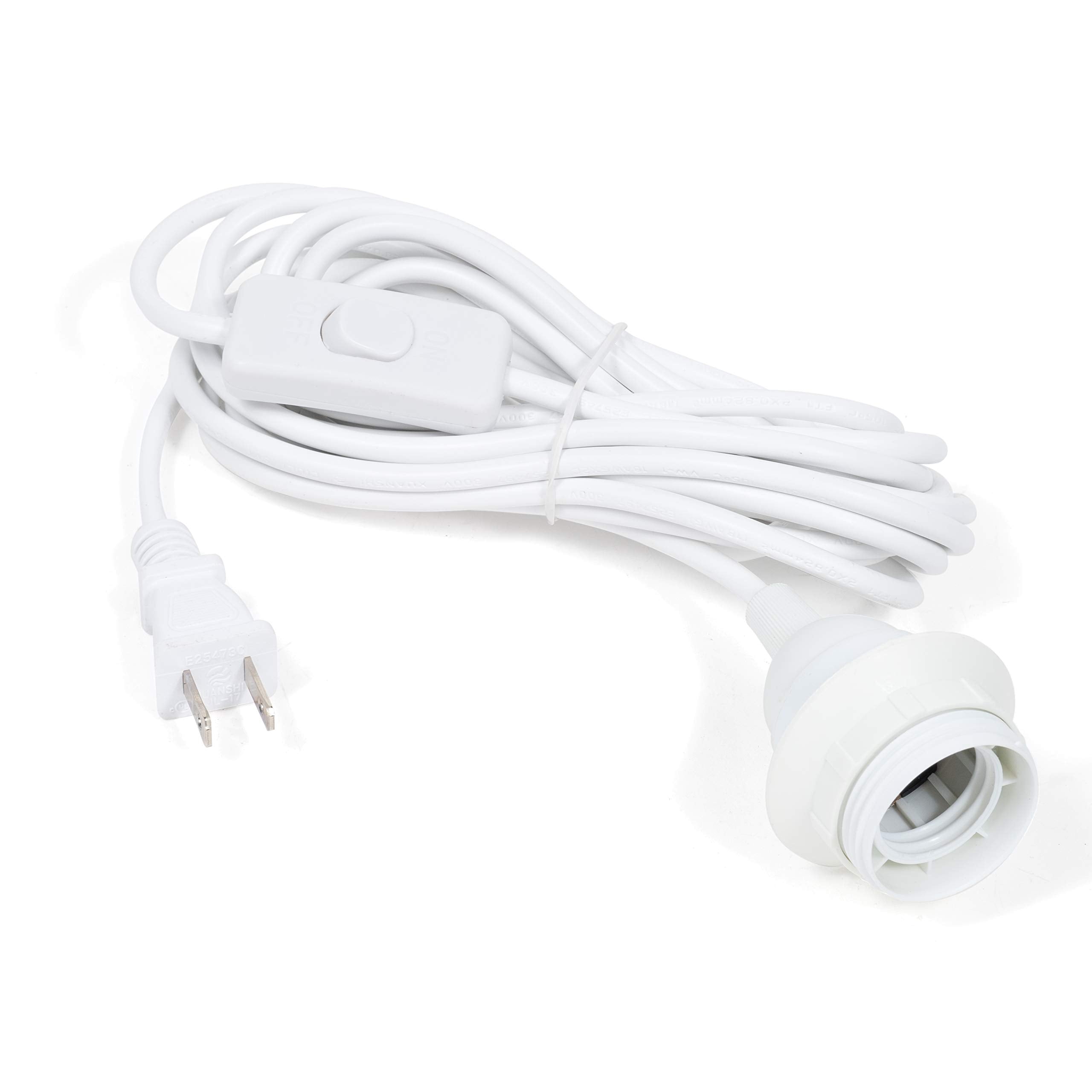 Wallniture Hanging Lantern Cord with On/Off Switch, 15 Feet, White, Plastic, 1 Pack