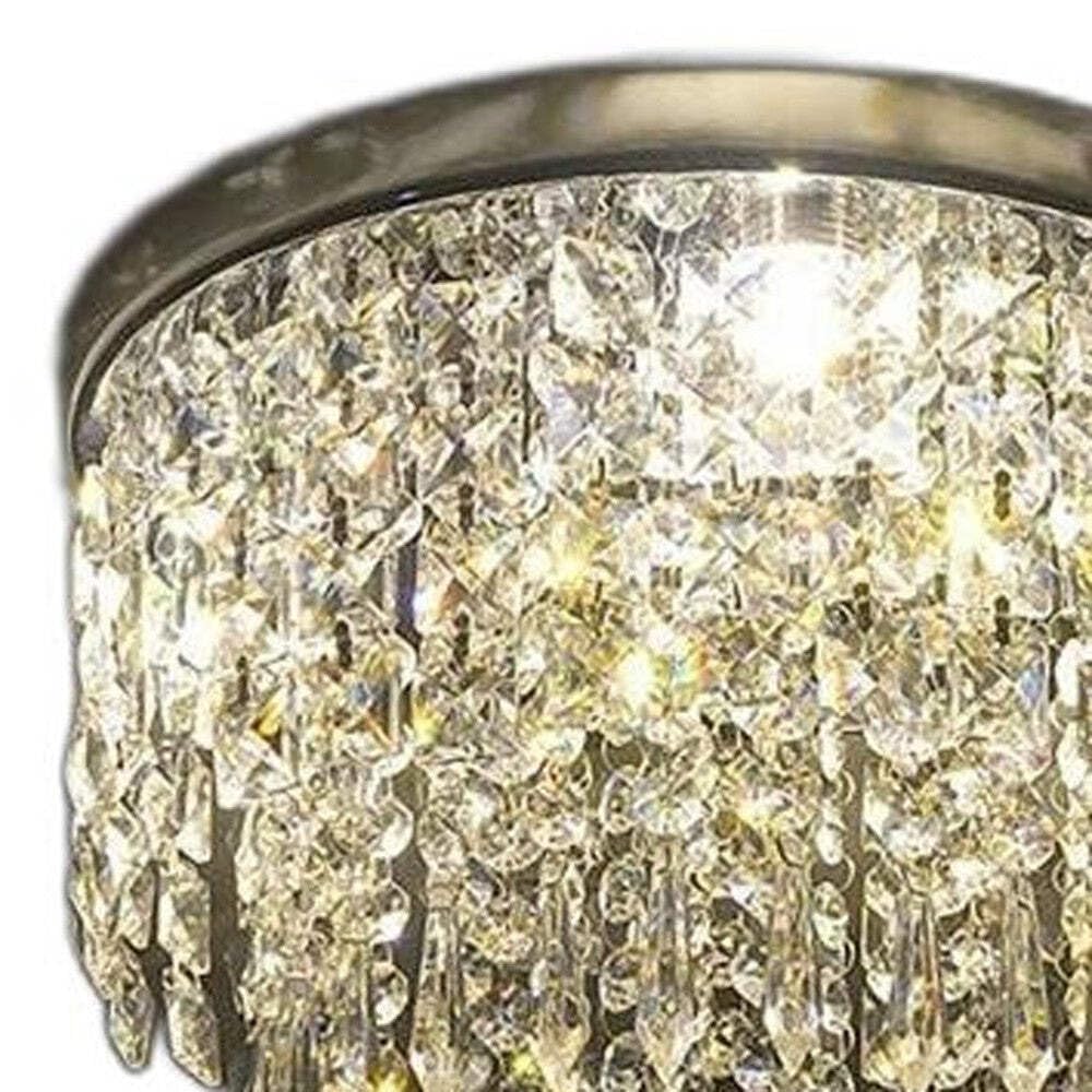 HomeRoots Dimmable Ceiling Light, Transparent Glass & Crystal, Model 403727