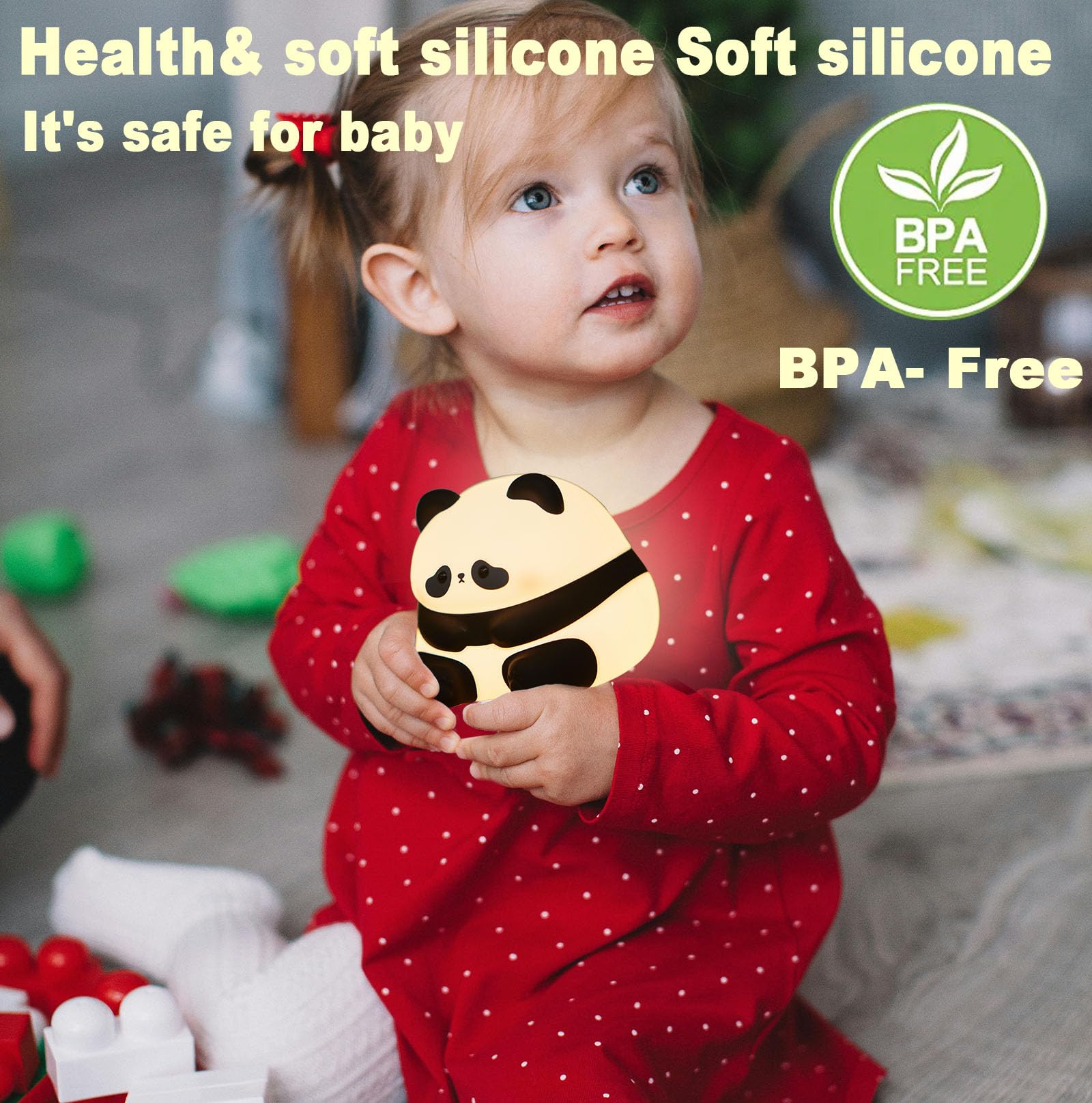 DREAMING MY DREAM Cute Panda Night Light, LED Squishy Novelty Animal Night Lamp, 3 Level Dimmable Nursery Nightlight for Breastf