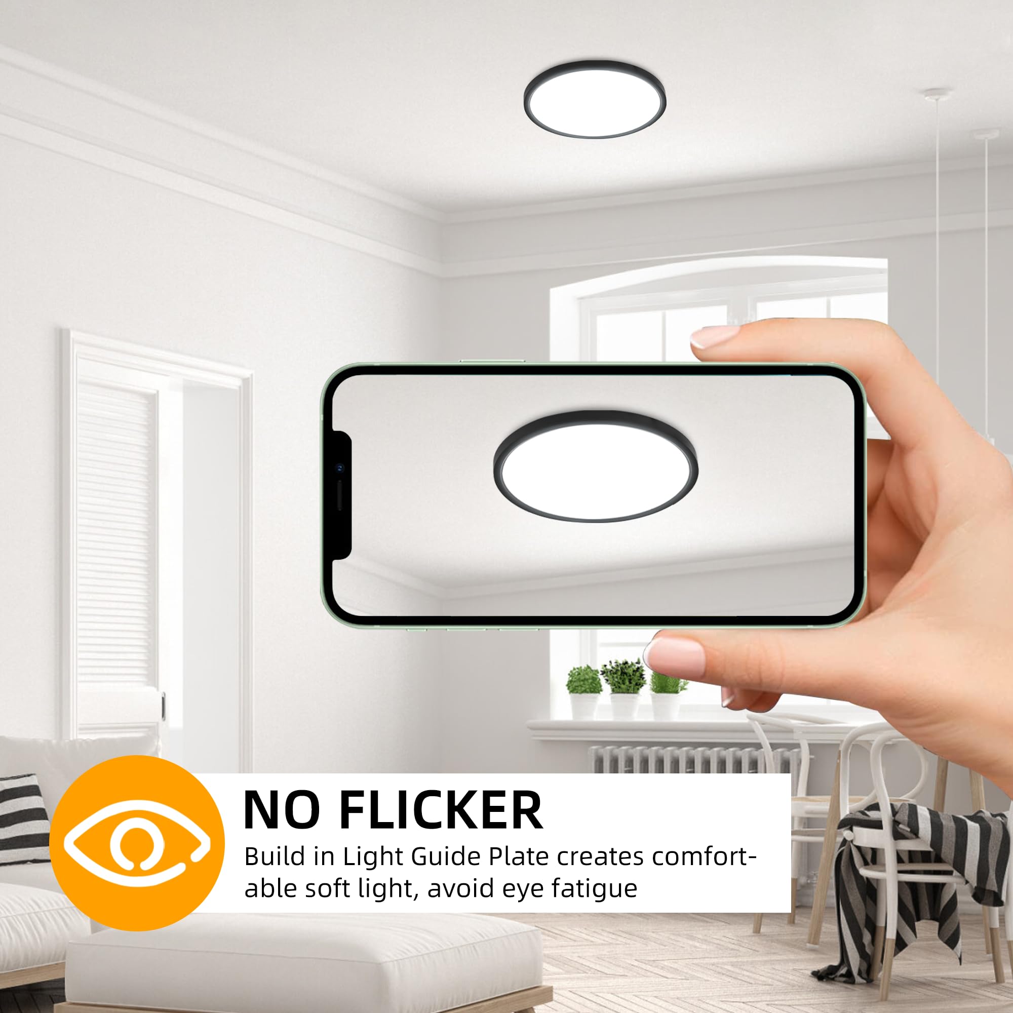 Hlite 4Pack 9 Inch Flush Mount Led Ceiling Light Fixture,18W 1800Lm Super Slim Light Fixtures Ceiling Mount 3000K/4000K/5000K 3C