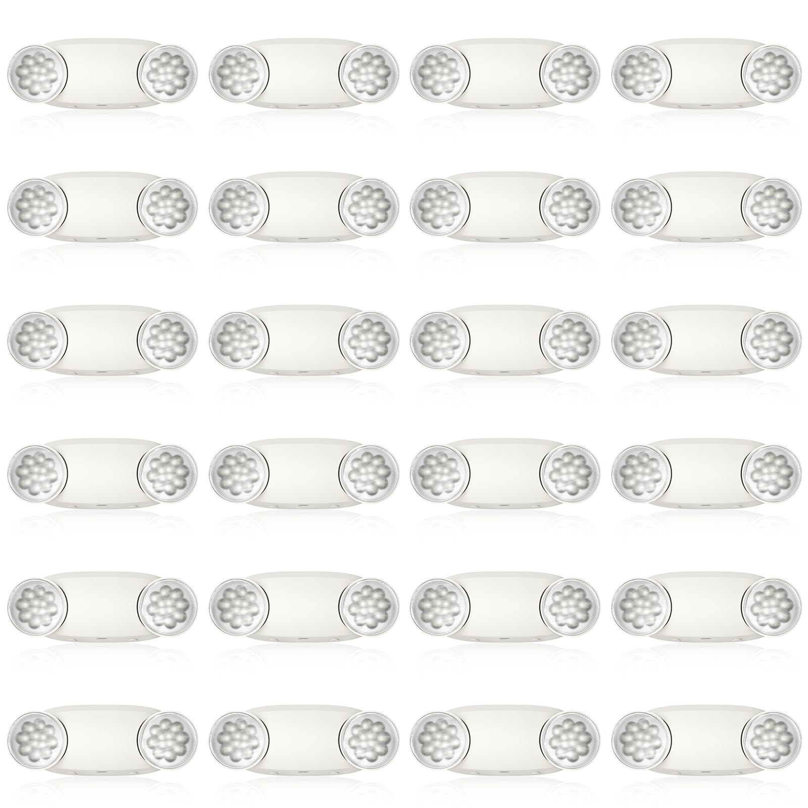FREELICHT Emergency Lights 24 Pack, Hard Wired, Battery Backup, UL 924 Certified, Adjustable LED, White, Model NBFT