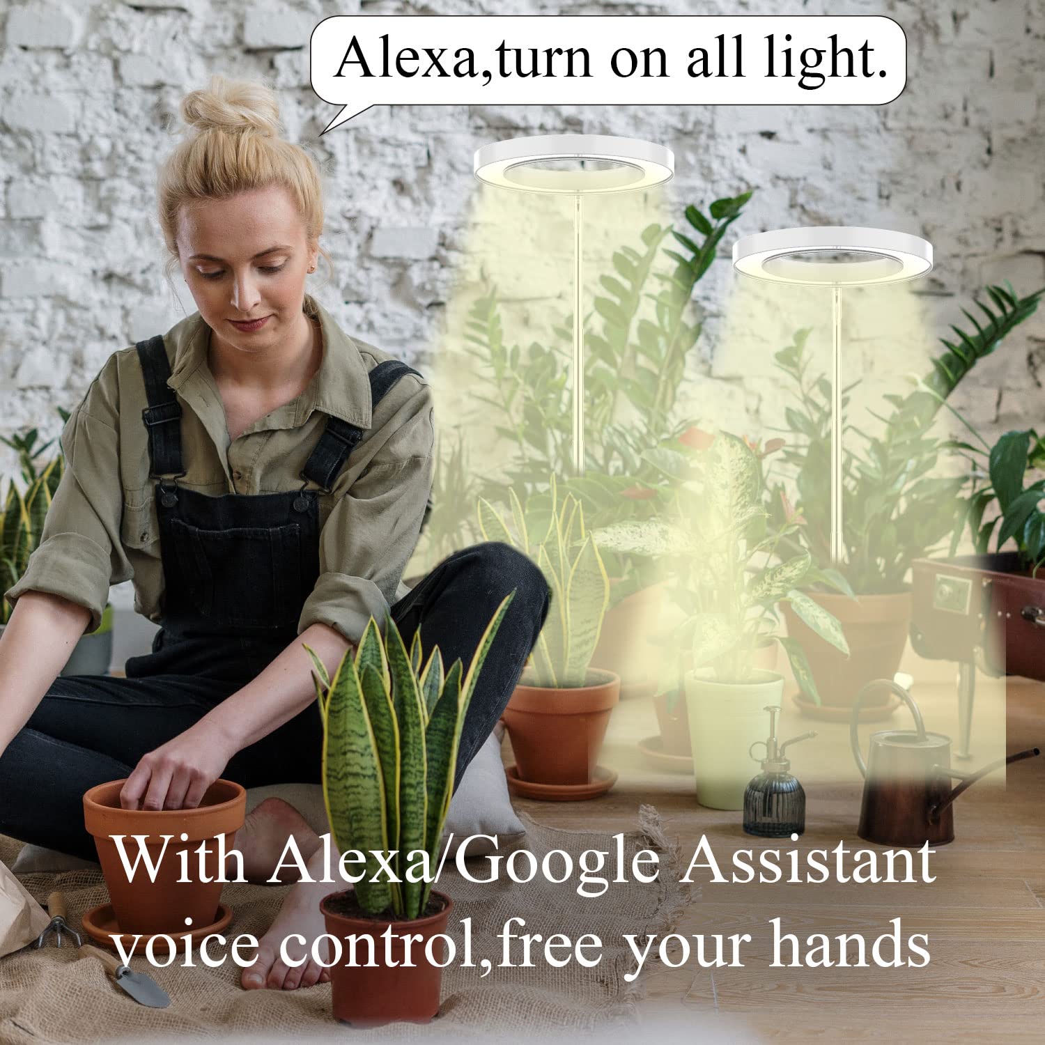 Plant Grow Light,yadoker Smart Plant Light Compatible with Alexa,Google for Indoor Plants,Height Adjustable,Customized Light Bri