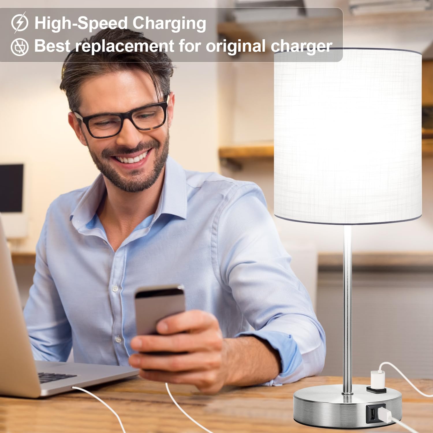 ???????? ?????? Set Of 2 Touch White Table Lamps With 2 Usb Ports & Ac Outlet, 3-Way Dimmable Bedside Nightstand Lamps For Bedro