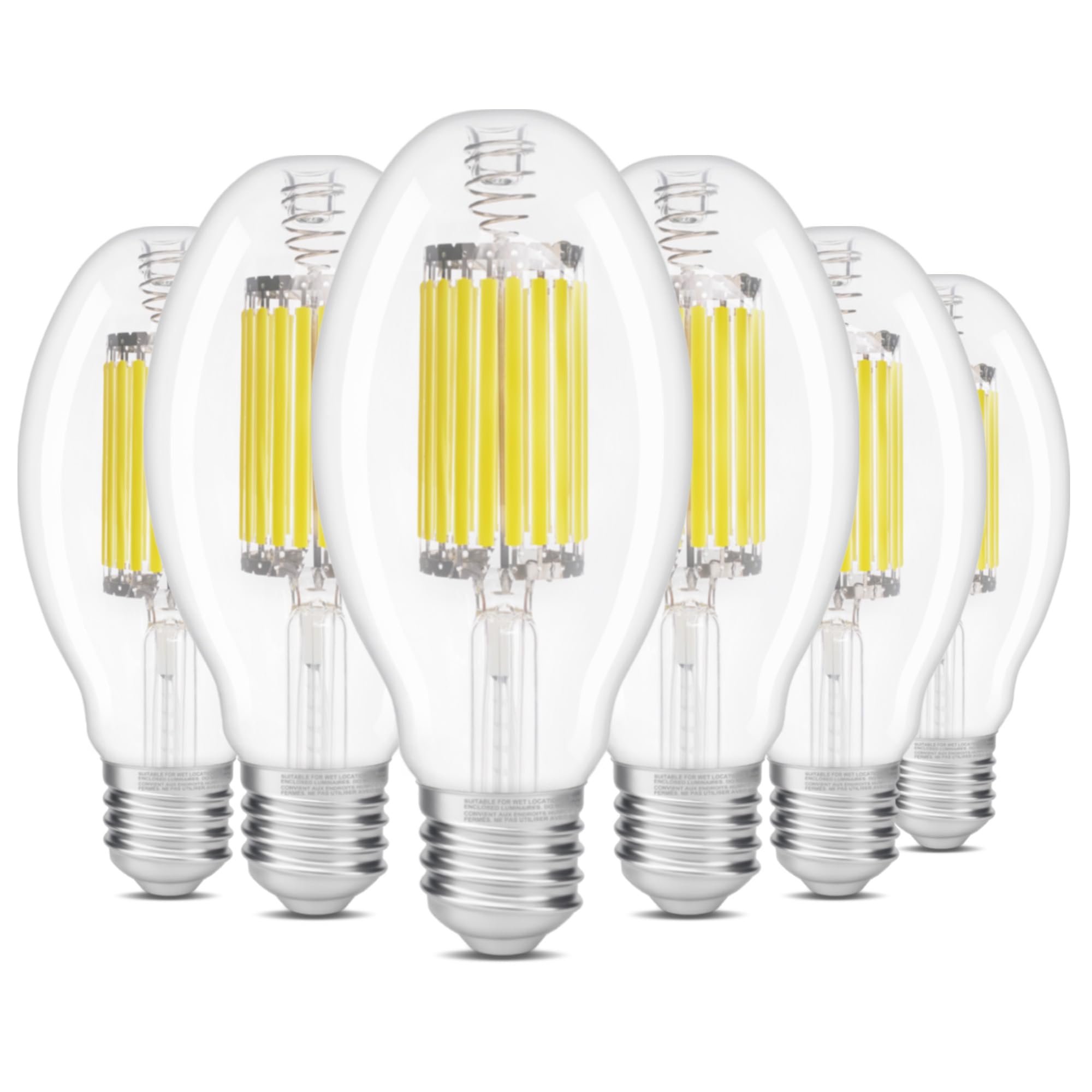 ALAMPEVER 6 Pack ED28 LED Light Bulb 175W HID Equivalent, 6000LM High Brightness, 4000K Cool White, E39 Base, 39W Edison Bulb, N