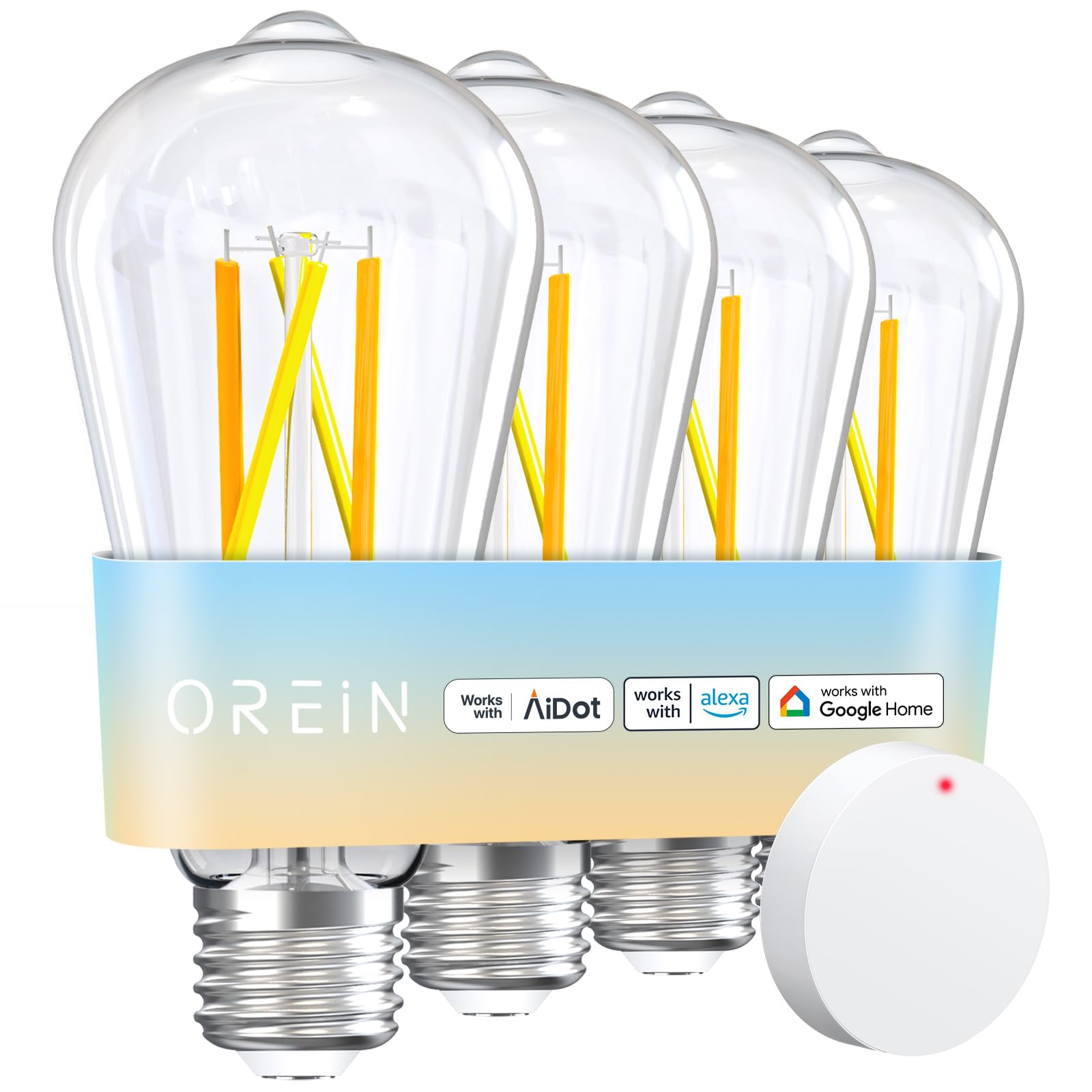 Orein Smart Edison Light Bulbs With Smart Button, Wifi St19(58) Vintage Light Bulbs E26 Base, 800Lm Dimmable 2700K-6500K Tunable